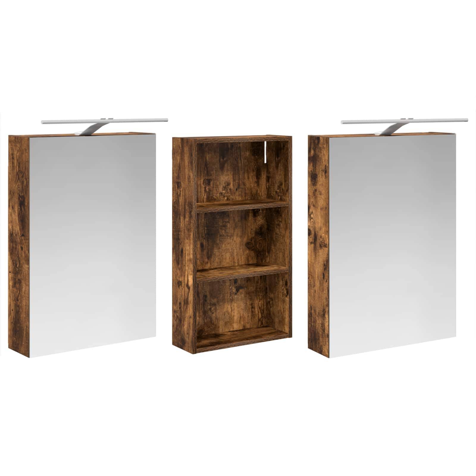 vidaXL Badezimmerschrank-Set 3 pcs 140 x 14,5 x 70 cm Holzwerkstoff