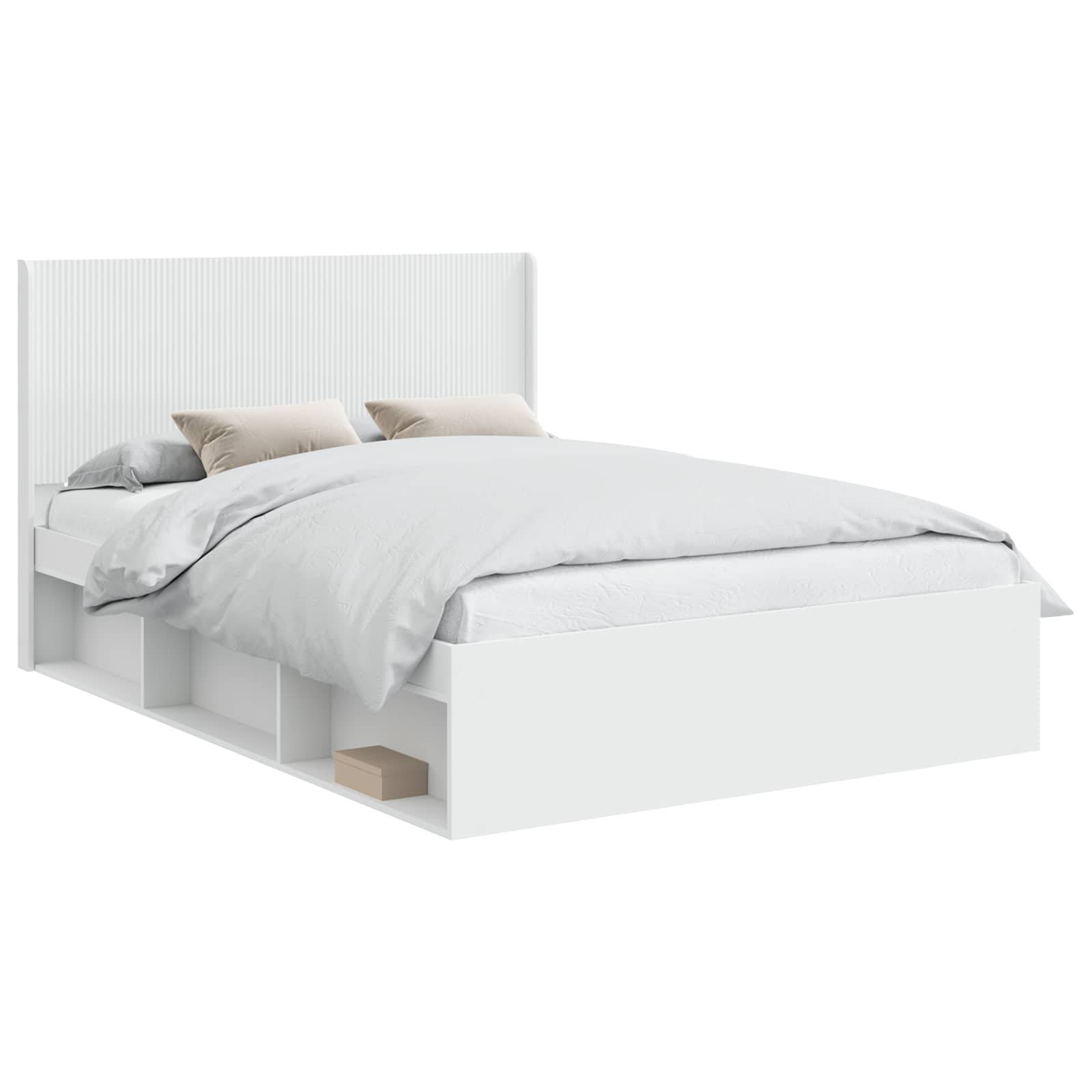 vidaXL Bettgestell mit Stauraum und Kopfteil Weiß 120 x 190 cm