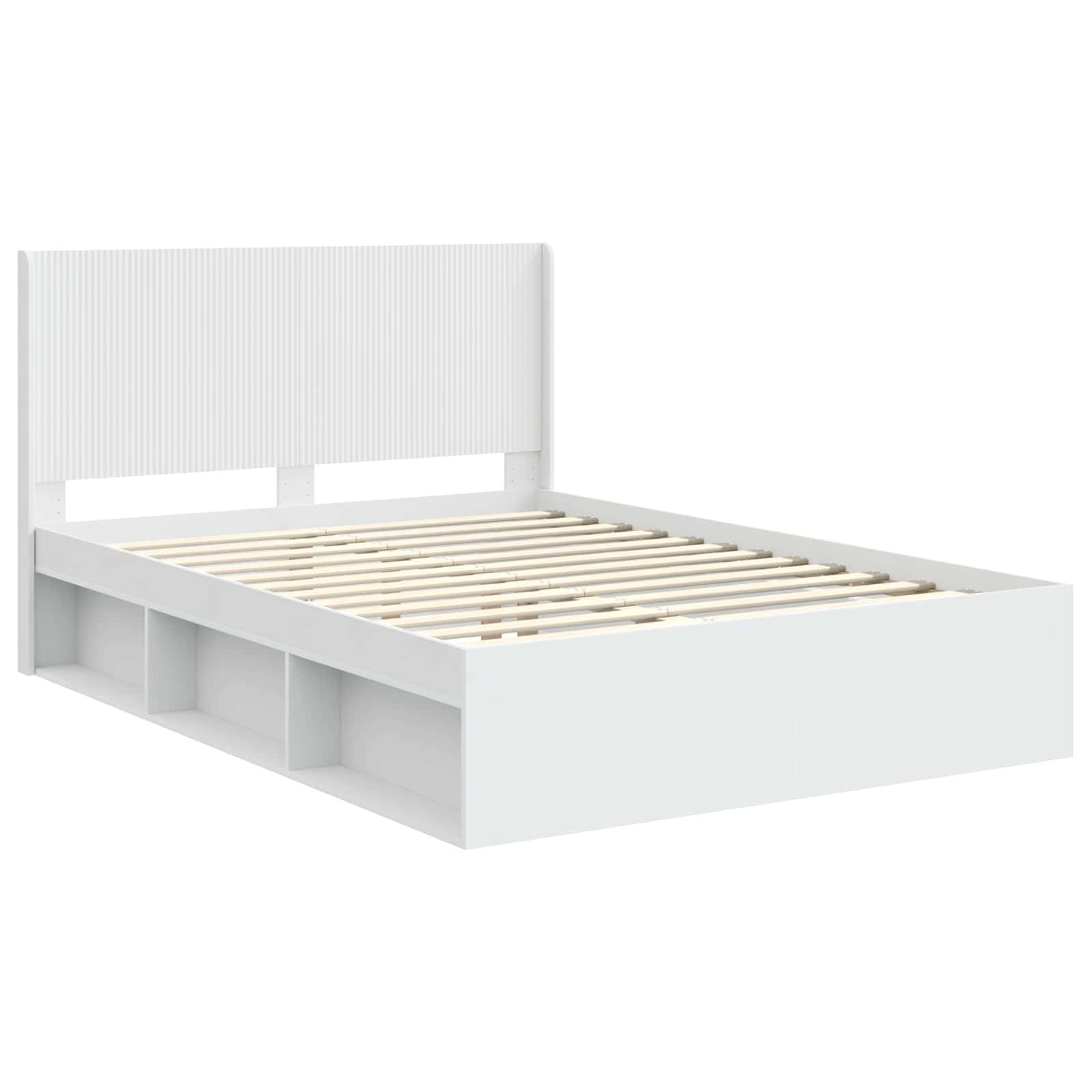 vidaXL Bettgestell mit Stauraum und Kopfteil Weiß 120 x 190 cm