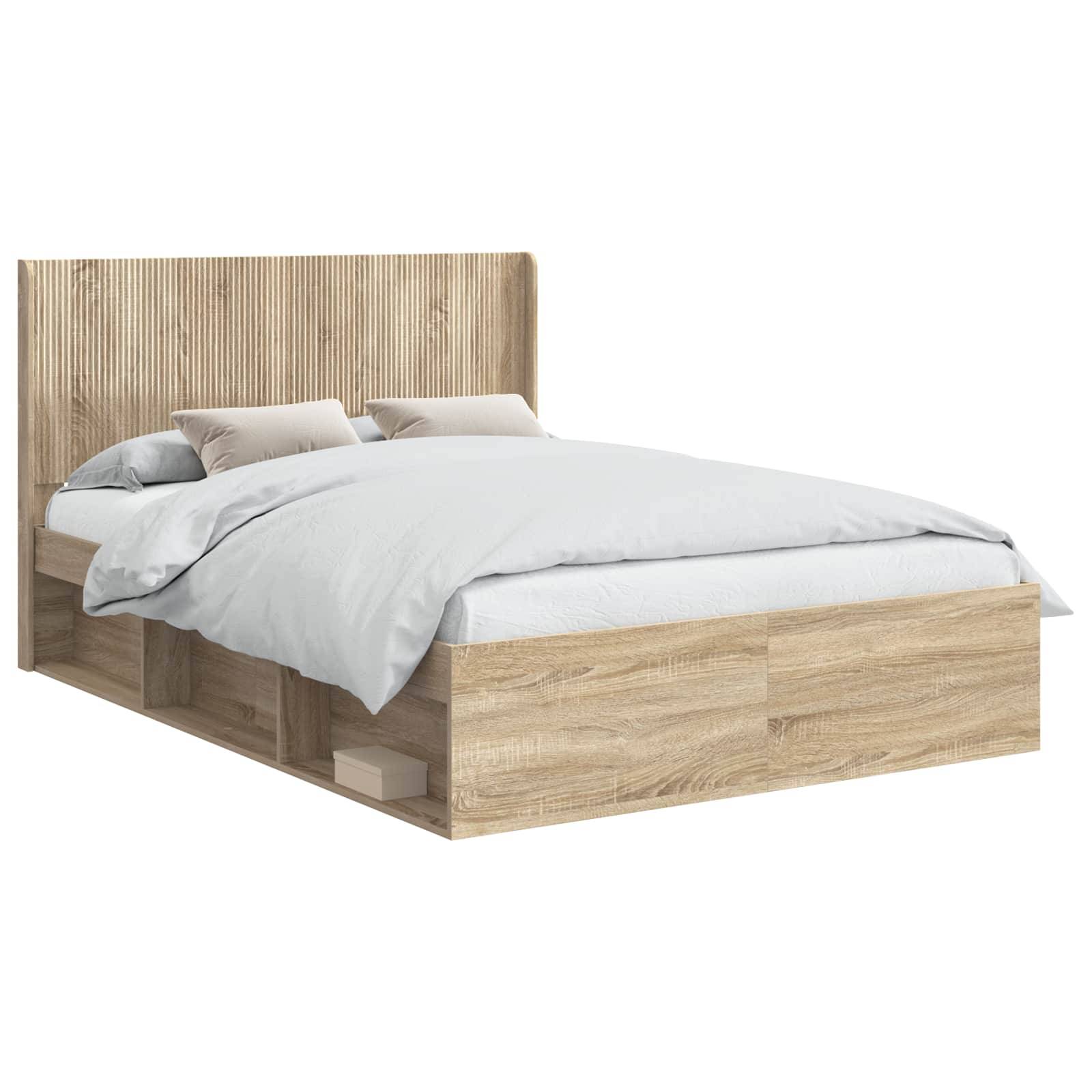 vidaXL Bettgestell mit Stauraum und Kopfteil Sonoma-Eiche 120 x 190 cm