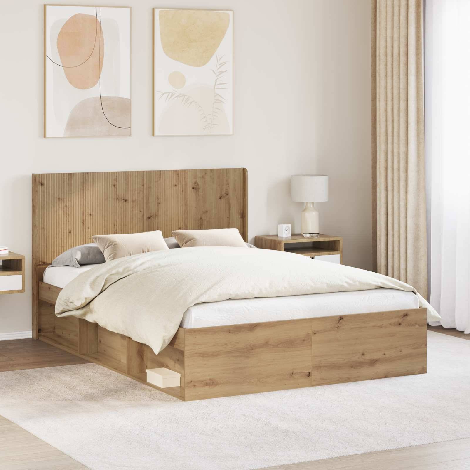 vidaXL Bettgestell mit Stauraum und Kopfteil 3 pcs Holzwerkstoff