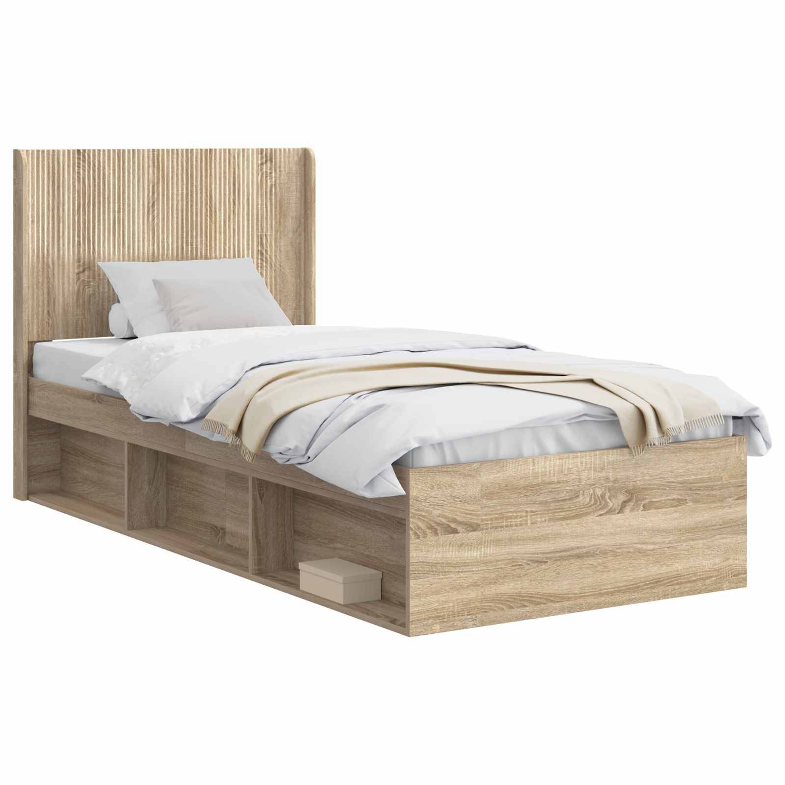 vidaXL Bettgestell mit Stauraum und Kopfteil Sonoma-Eiche 100 x 200 cm