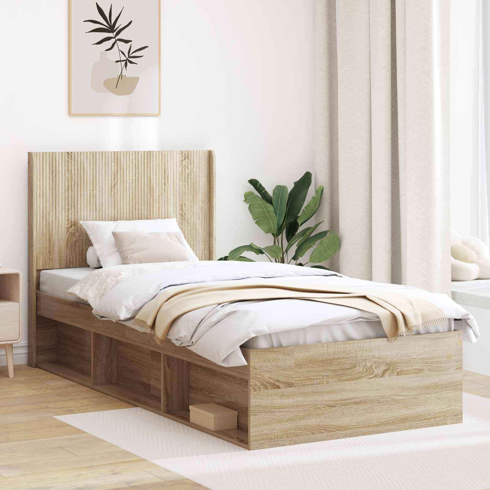 vidaXL Bettgestell mit Stauraum und Kopfteil 3 pcs Holzwerkstoff