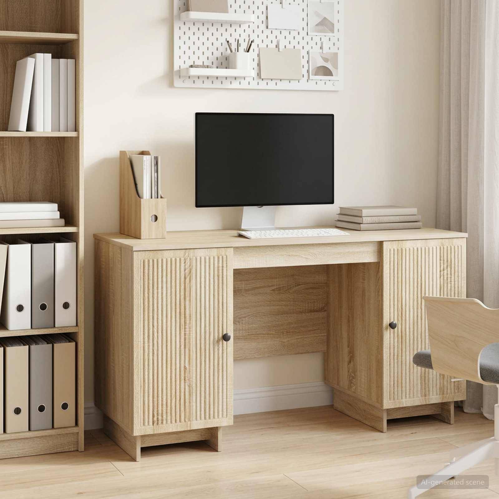 vidaXL Schreibtisch Sonoma-Eiche Holzwerkstoff 142,5 x 50 x 75 cm