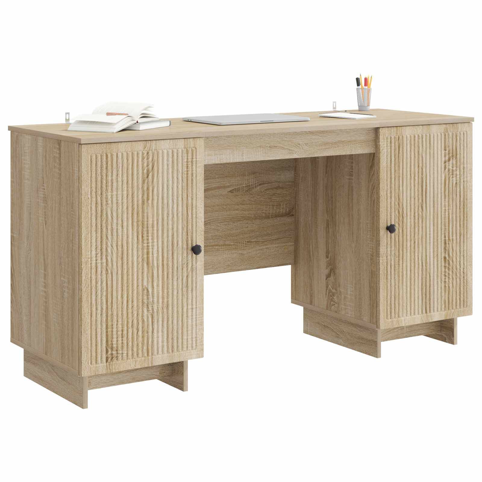 vidaXL Schreibtisch Sonoma-Eiche Holzwerkstoff 142,5 x 50 x 75 cm