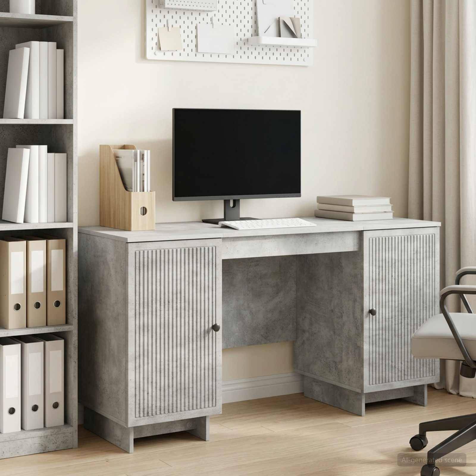 vidaXL Schreibtisch Betongrau Holzwerkstoff 142,5 x 50 x 75 cm