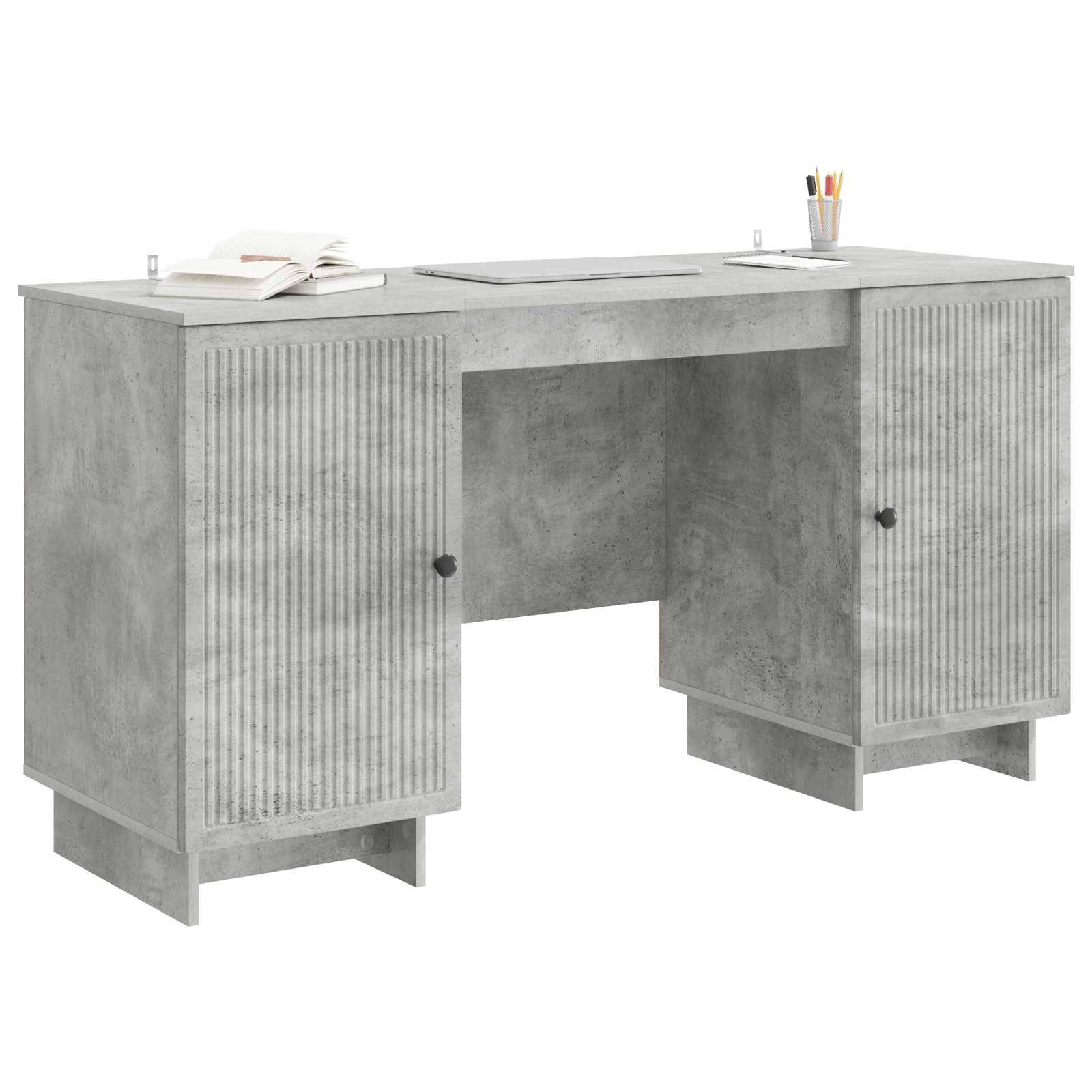 vidaXL Schreibtisch Betongrau Holzwerkstoff 142,5 x 50 x 75 cm