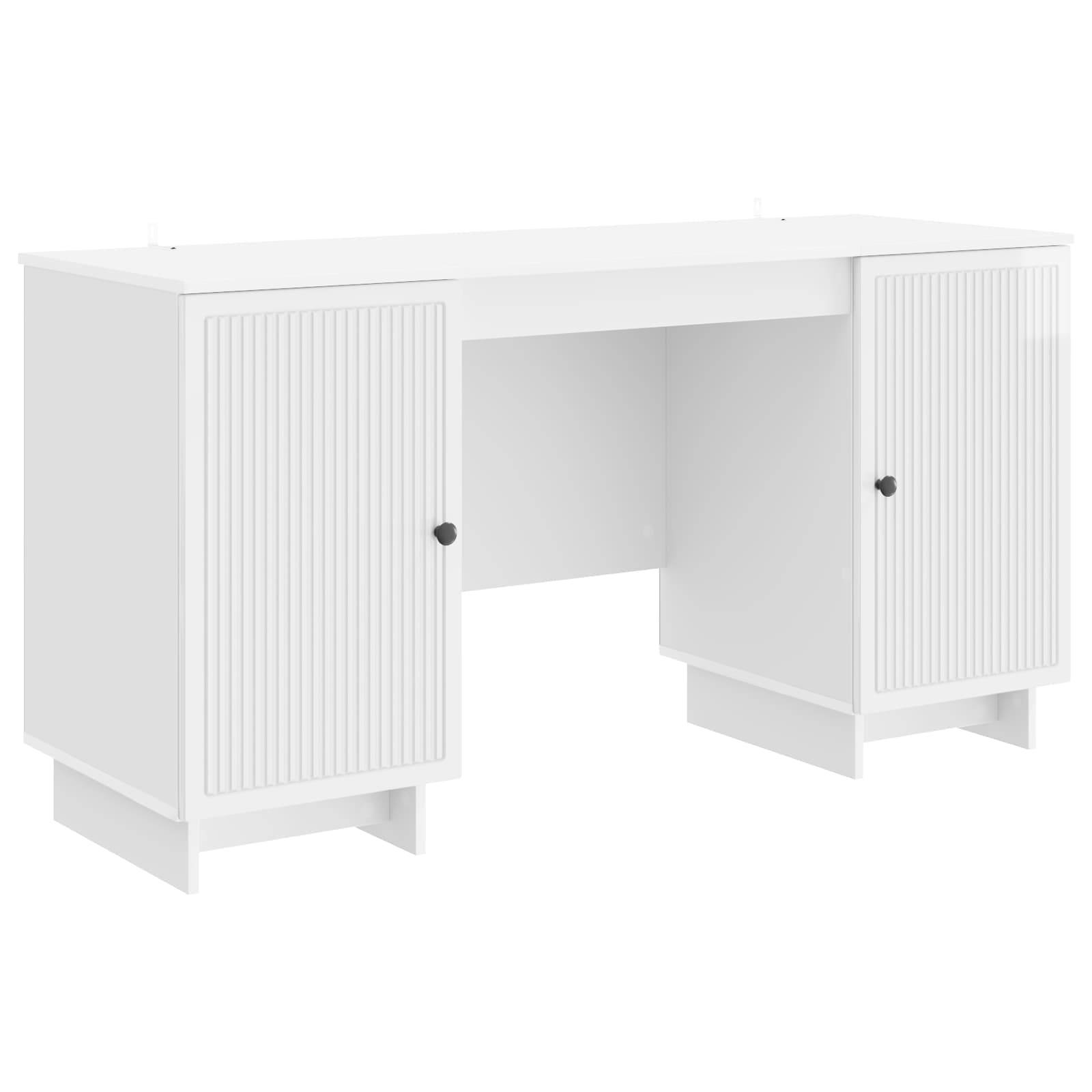 vidaXL Schreibtisch Hochglanz Weiß Holzwerkstoff 142,5 x 50 x 75 cm