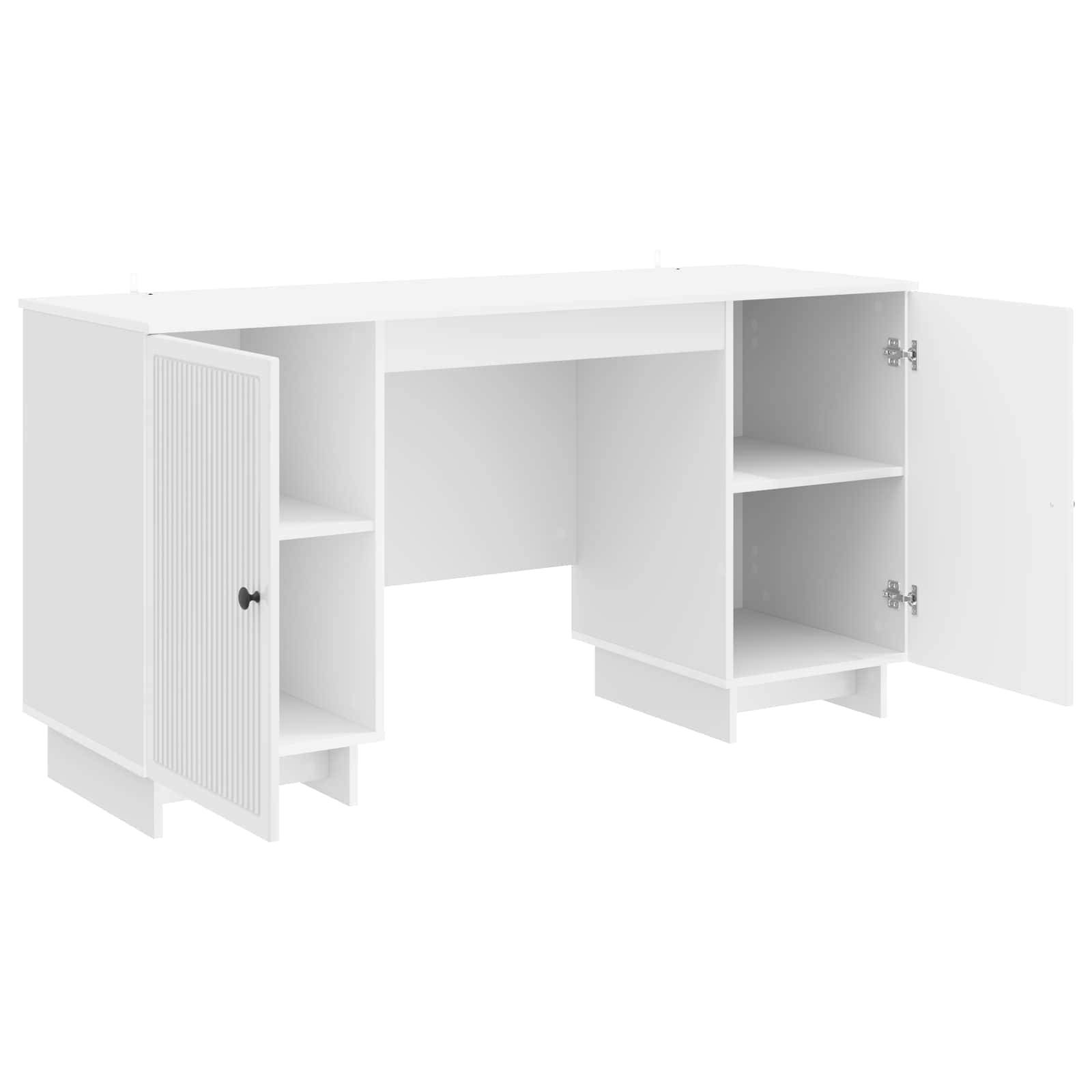 vidaXL Schreibtisch Hochglanz Weiß Holzwerkstoff 142,5 x 50 x 75 cm