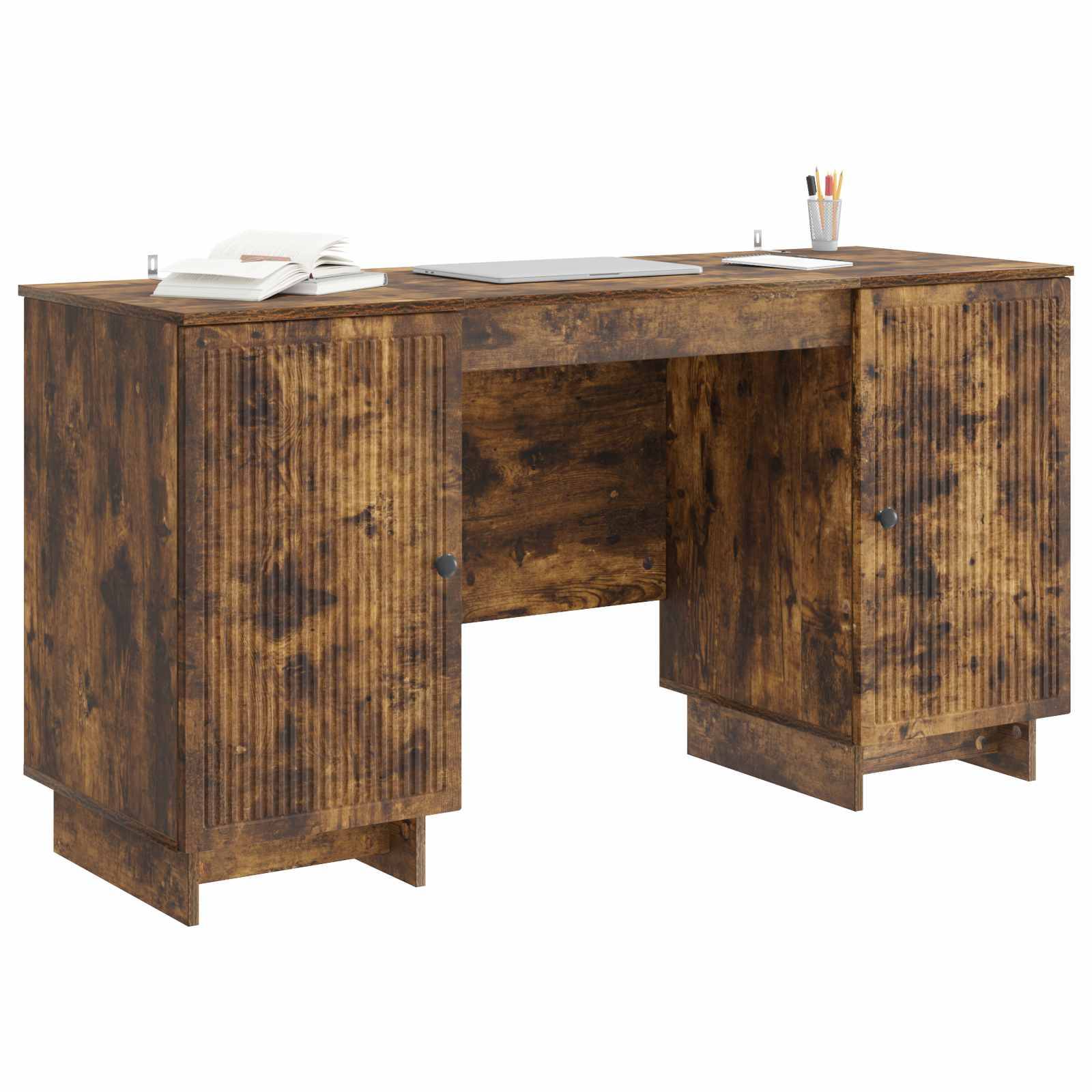 vidaXL Schreibtisch Geräucherte Eiche Holzwerkstoff 142,5 x 50 x 75 cm