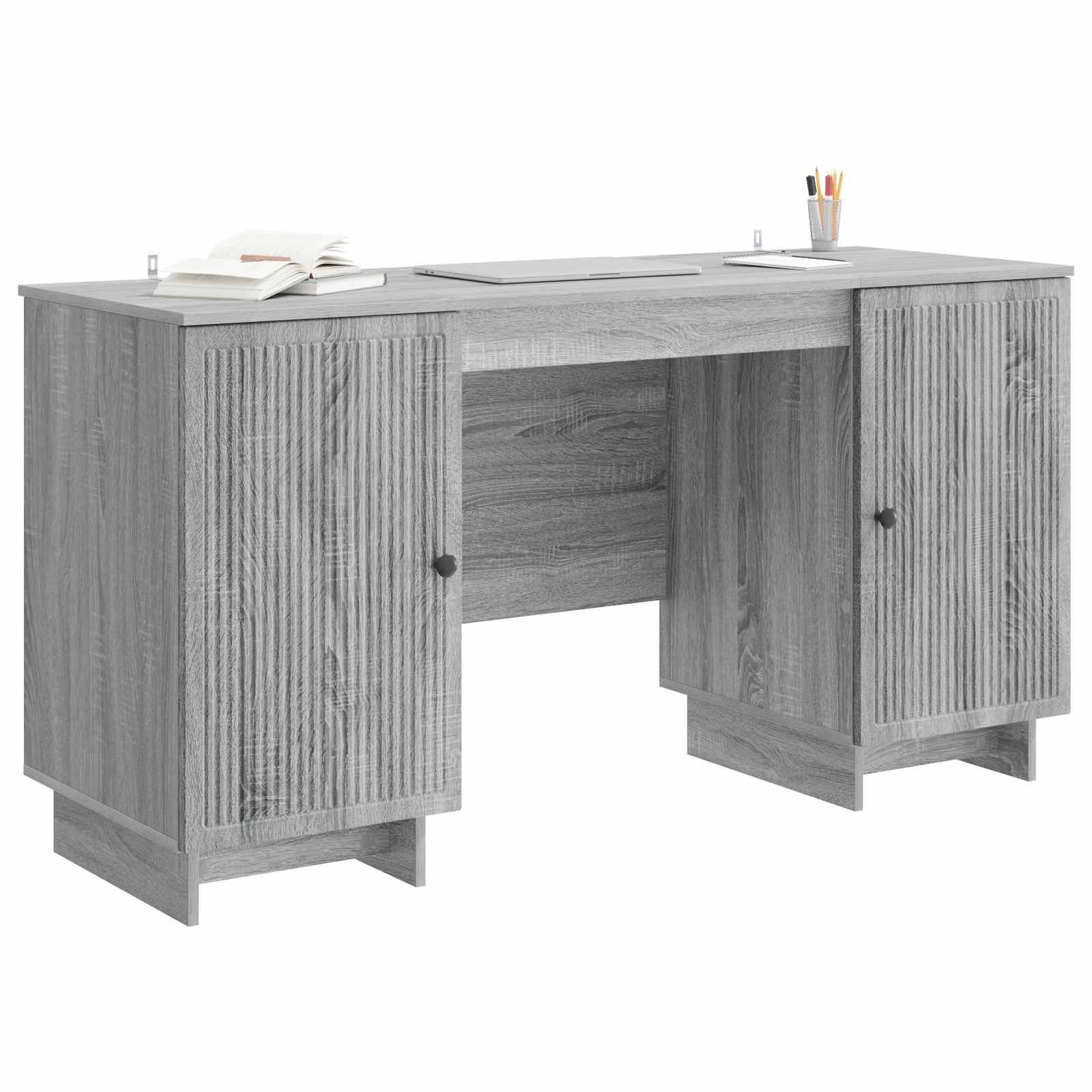 vidaXL Schreibtisch Grau Sonoma Holzwerkstoff 142,5 x 50 x 75 cm