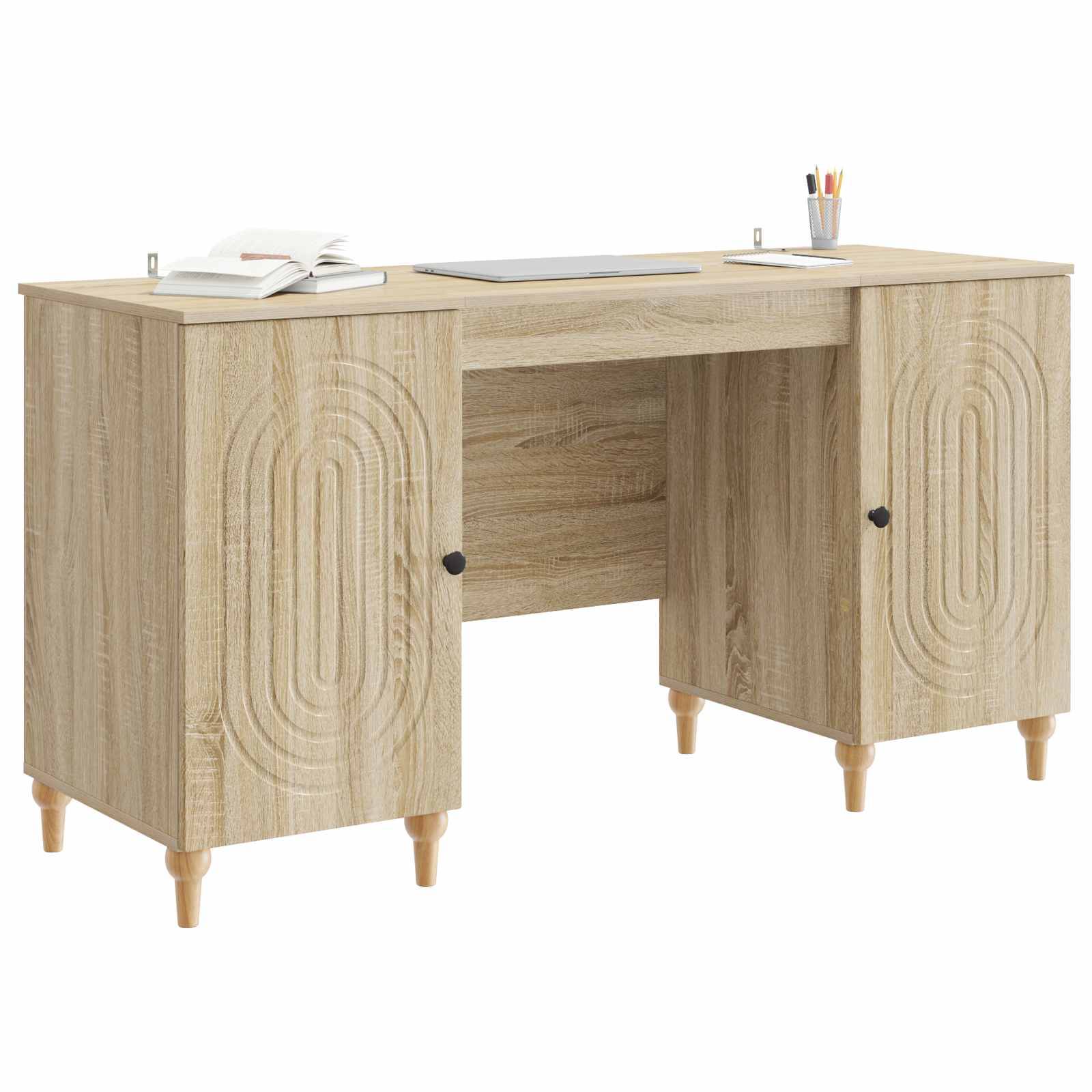 vidaXL Schreibtisch mit Regal Sonoma 142,5 x 50 x 75 cm Holzwerkstoff