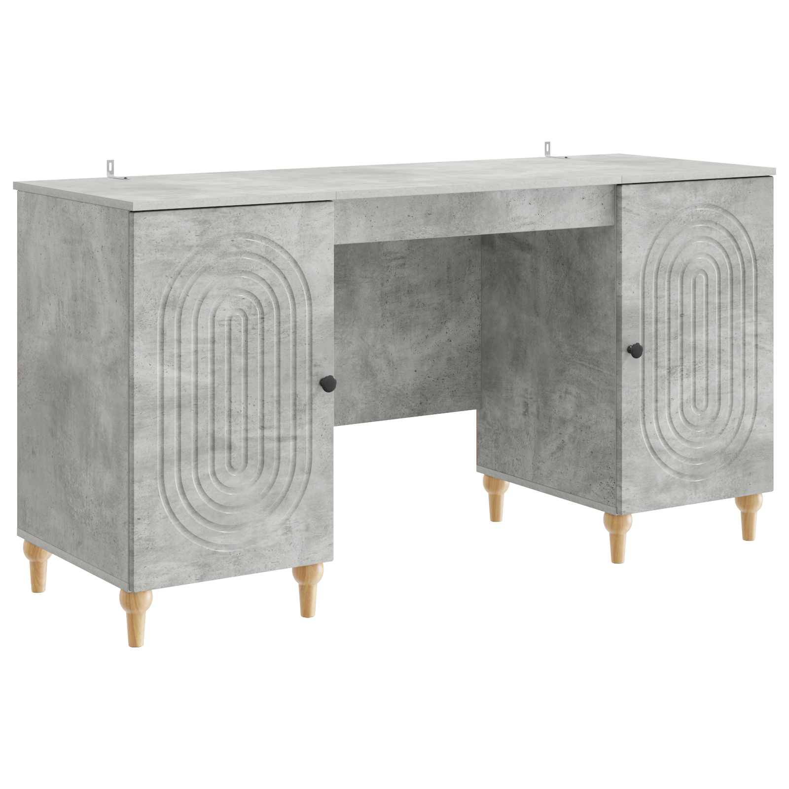 vidaXL Schreibtisch mit Tür Betongrau 142,5 x 50 x 75 cm Holzwerkstoff
