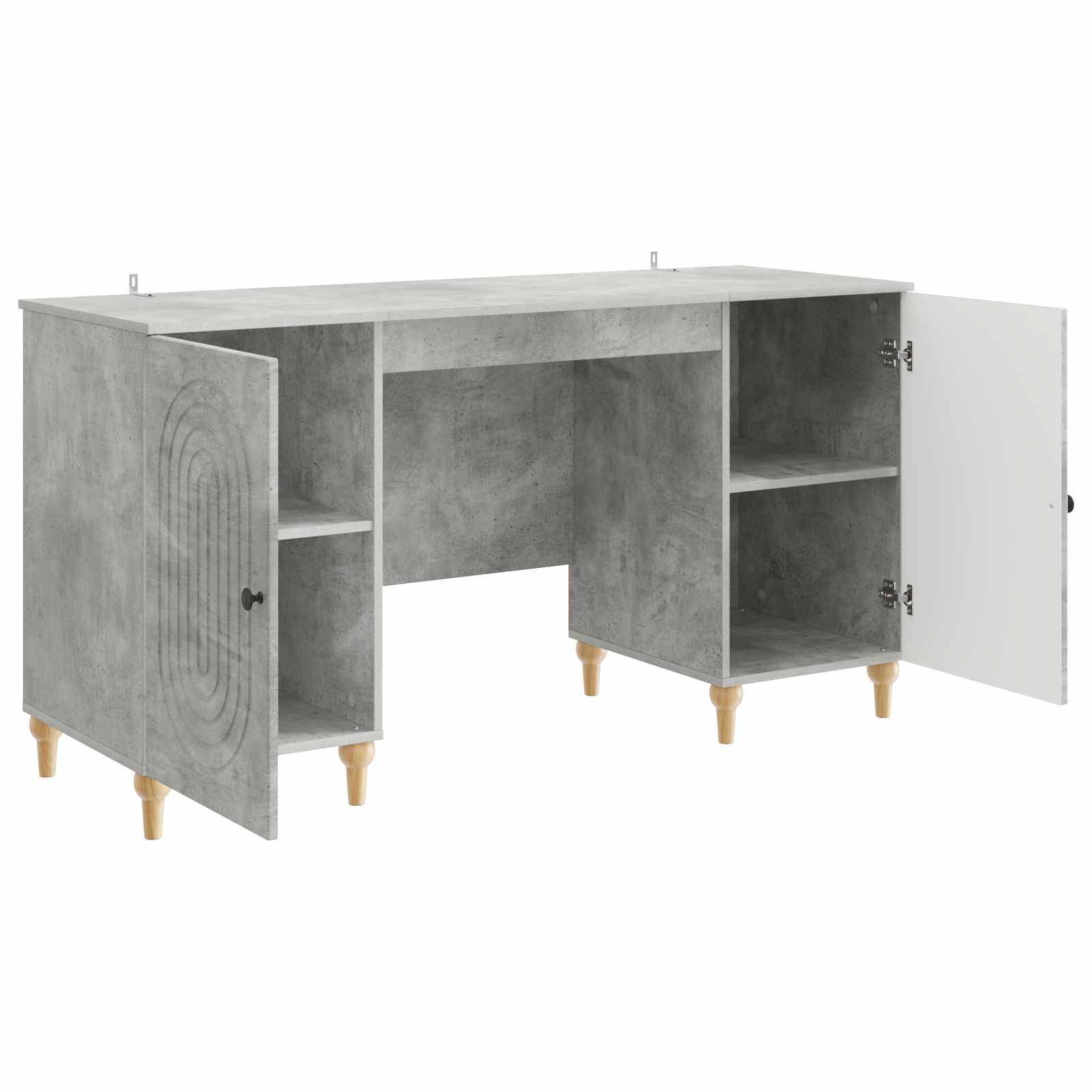 vidaXL Schreibtisch mit Tür Betongrau 142,5 x 50 x 75 cm Holzwerkstoff