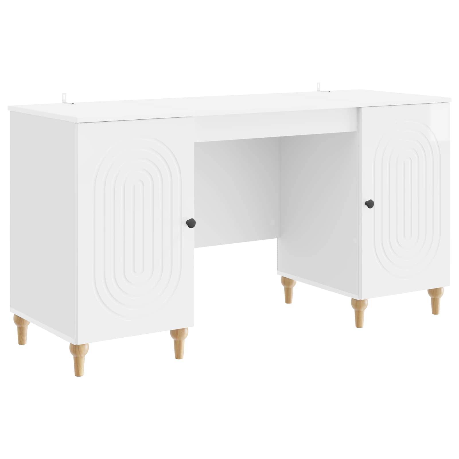 vidaXL Schreibtisch Glänzend Weiß 142,5 x 50 x 75 cm Holzwerkstoff