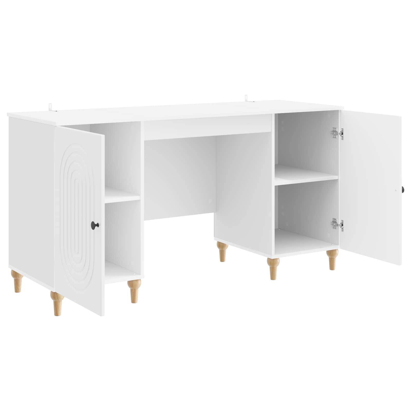 vidaXL Schreibtisch Glänzend Weiß 142,5 x 50 x 75 cm Holzwerkstoff