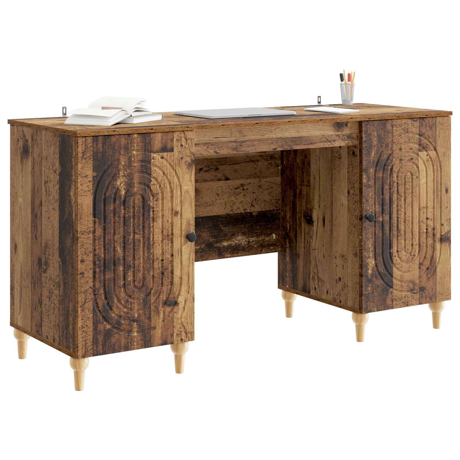 vidaXL Schreibtisch mit Regal Altholz 142,5 x 50 x 75 cm Holzwerkstoff