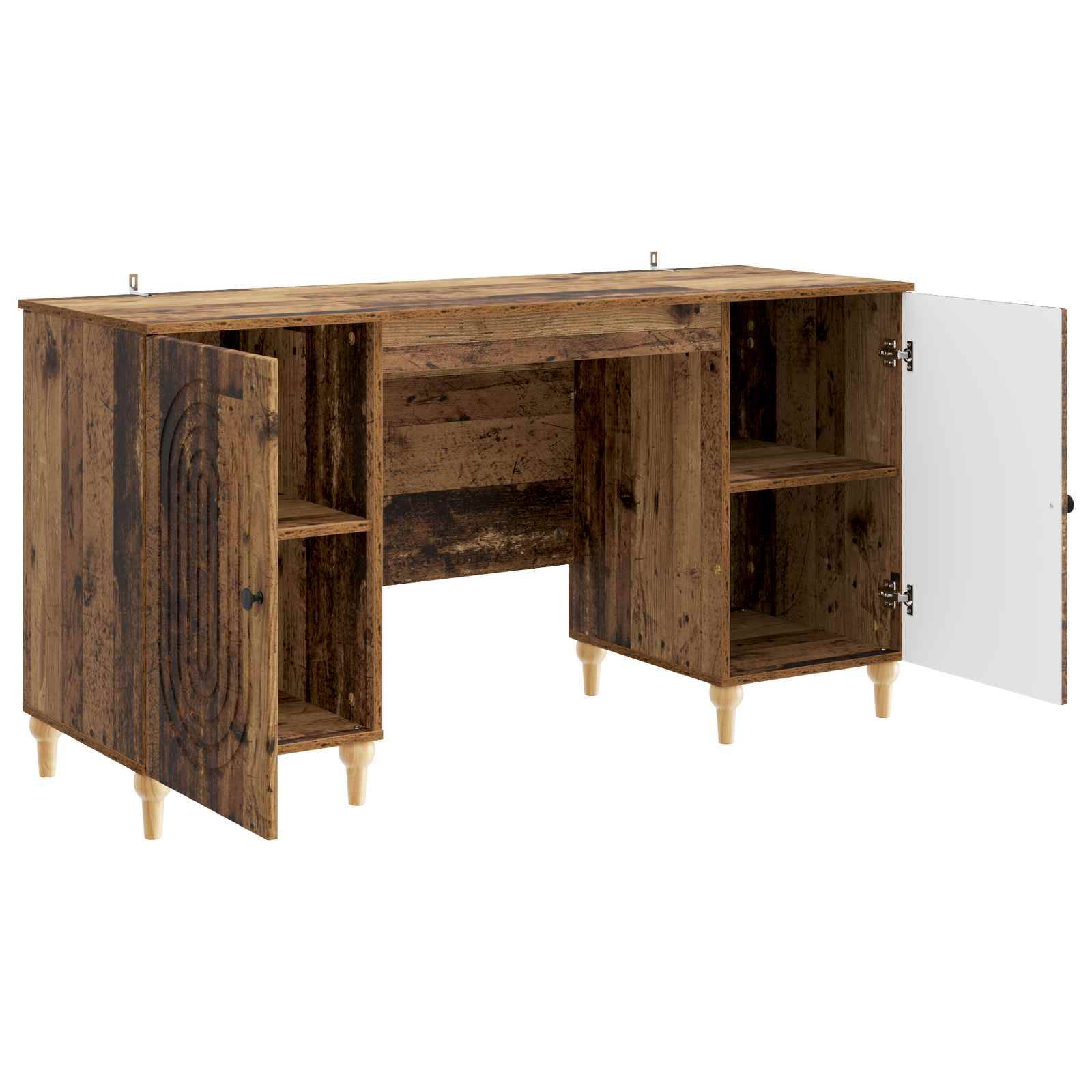 vidaXL Schreibtisch mit Regal Altholz 142,5 x 50 x 75 cm Holzwerkstoff