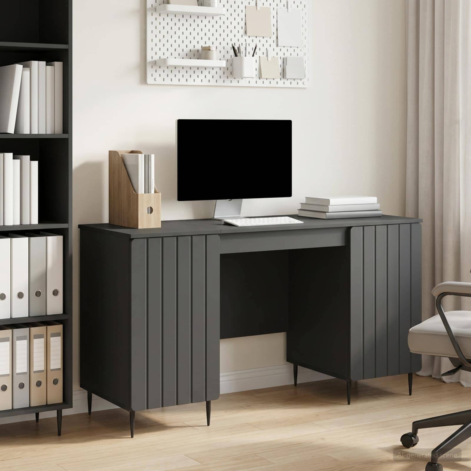 vidaXL Schreibtisch mit Regal Schwarz 142,5 x 50 x 75 cm Holzwerkstoff