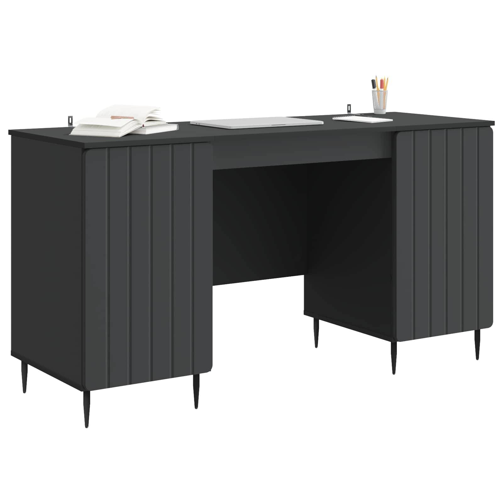 vidaXL Schreibtisch mit Regal Schwarz 142,5 x 50 x 75 cm Holzwerkstoff