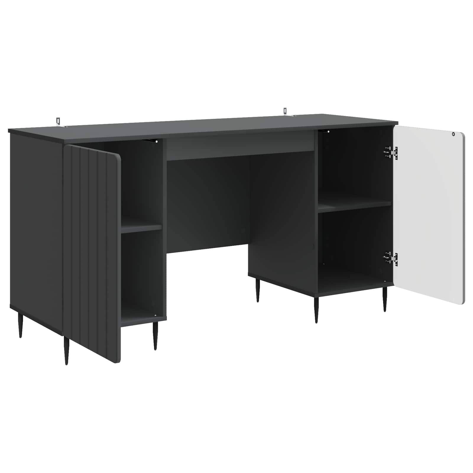 vidaXL Schreibtisch mit Regal Schwarz 142,5 x 50 x 75 cm Holzwerkstoff