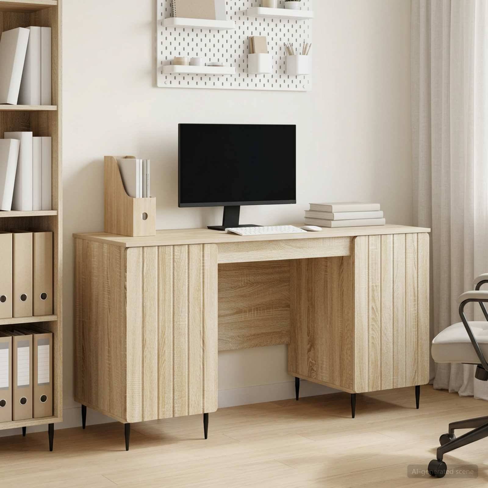 vidaXL Schreibtisch Sonoma-Eiche 142,5 x 50 x 75 cm Holzwerkstoff