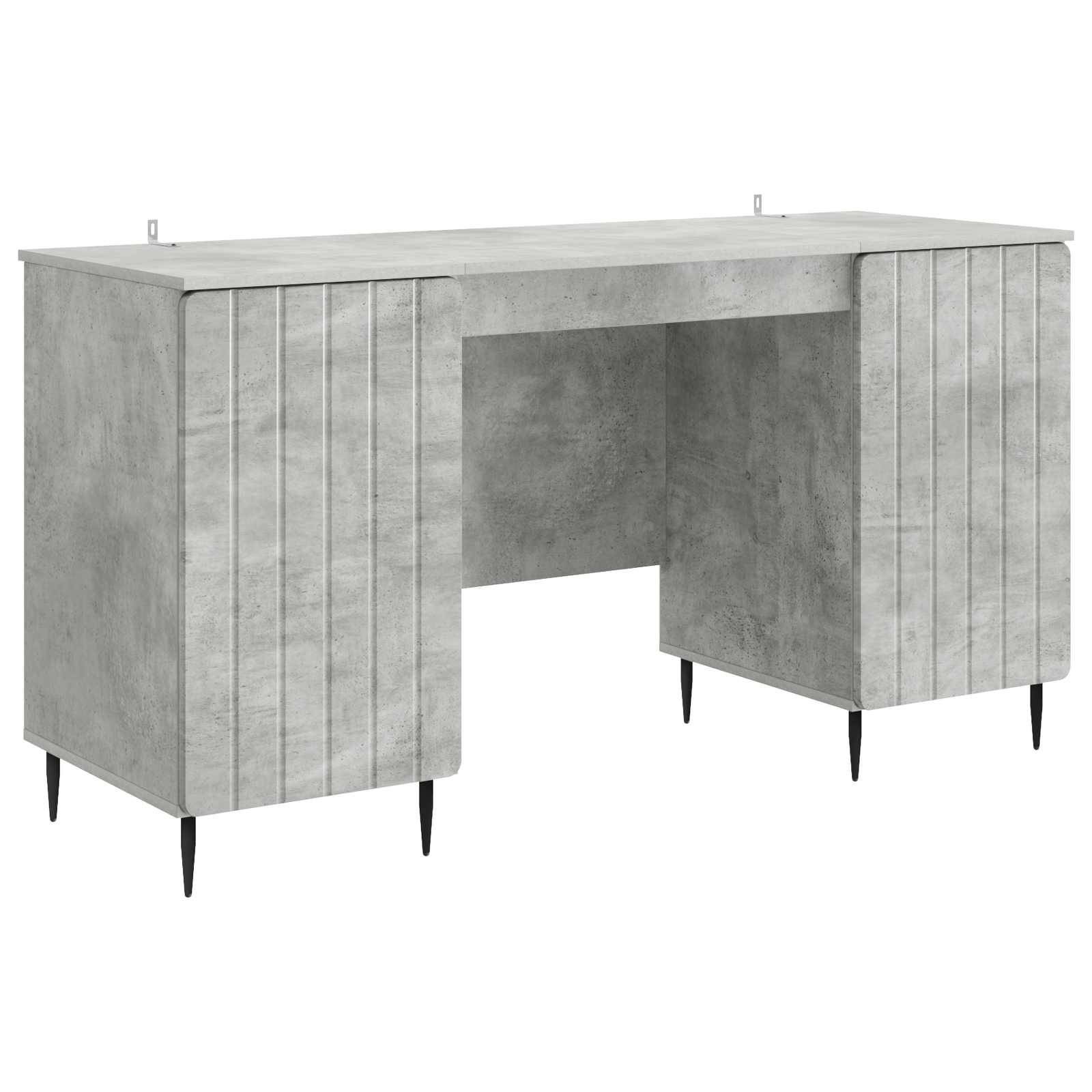 vidaXL Schreibtisch mit Tür Betongrau 142,5 x 50 x 75 cm Holzwerkstoff