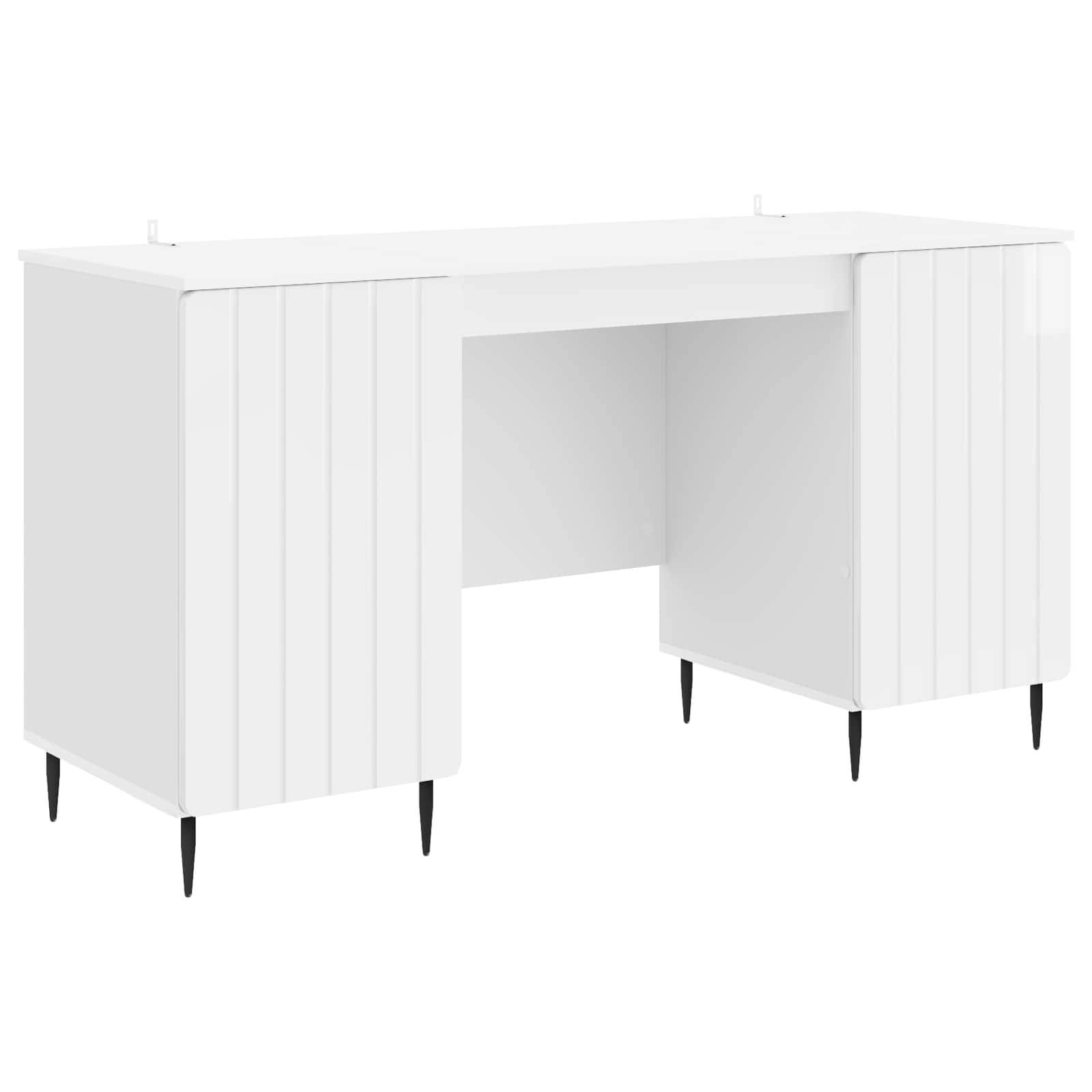 vidaXL Schreibtisch Hochglanz Weiß 142,5 x 50 x 75 cm Holzwerkstoff