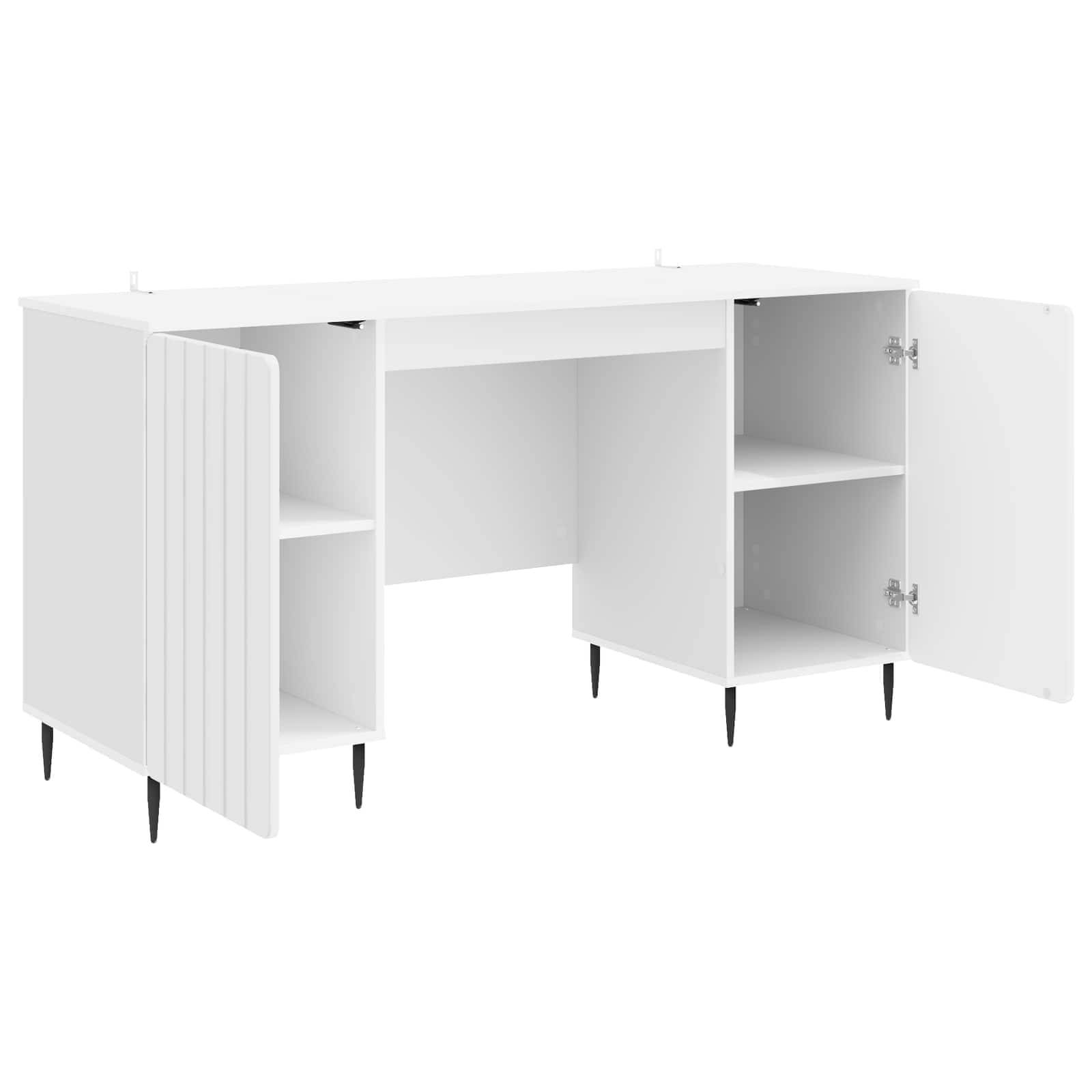 vidaXL Schreibtisch Hochglanz Weiß 142,5 x 50 x 75 cm Holzwerkstoff