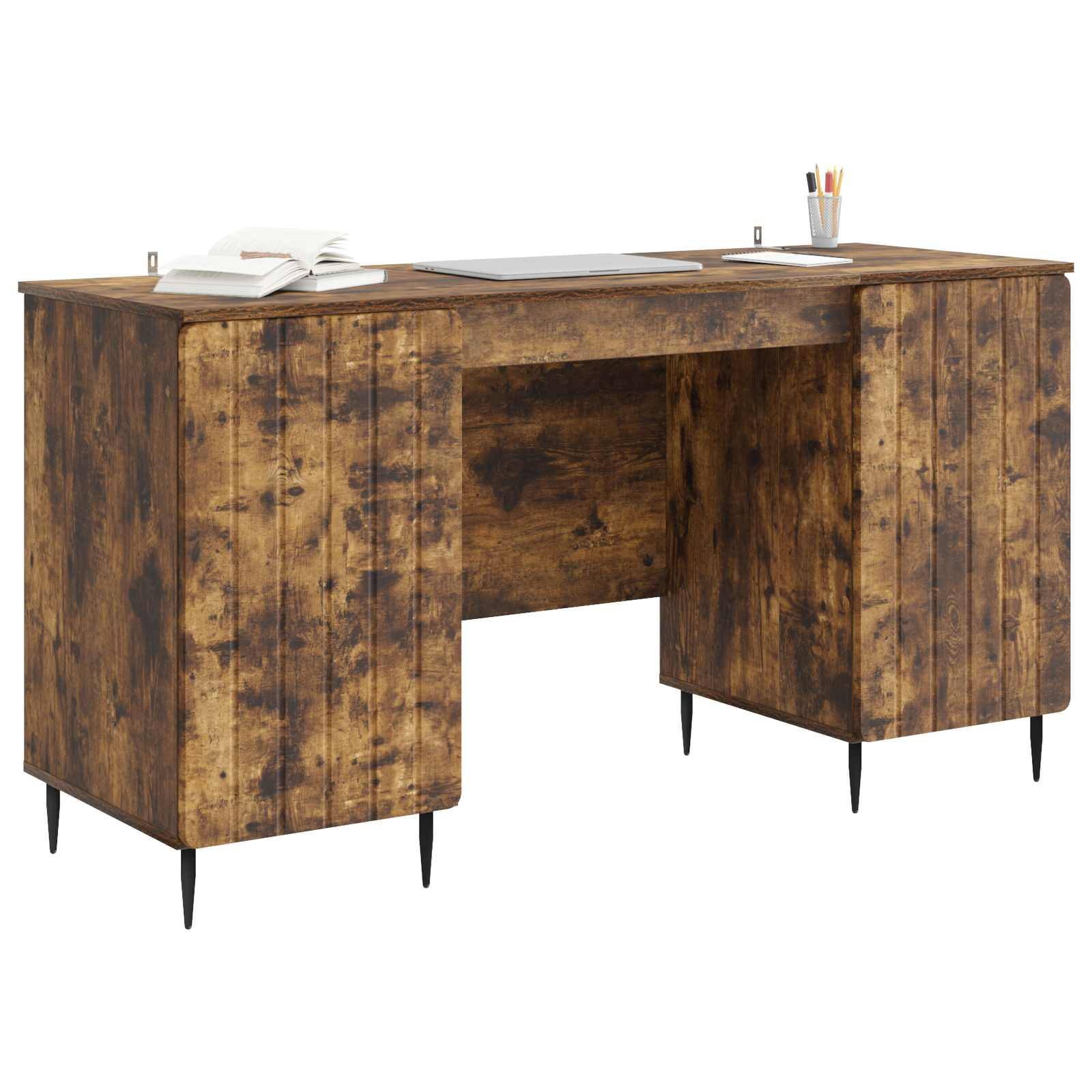 vidaXL Schreibtisch Geräucherte Eiche 142,5 x 50 x 75 cm Holzwerkstoff