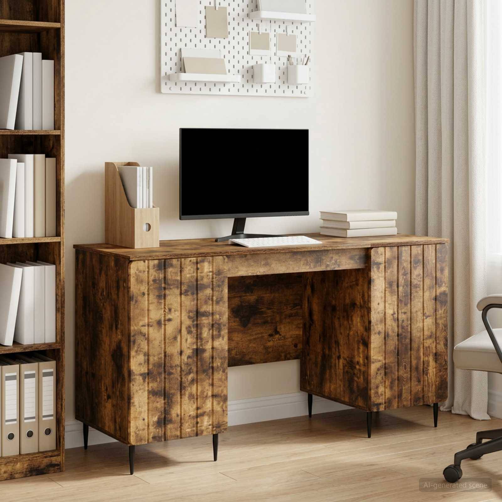 vidaXL Schreibtisch Geräucherte Eiche 142,5 x 50 x 75 cm Holzwerkstoff