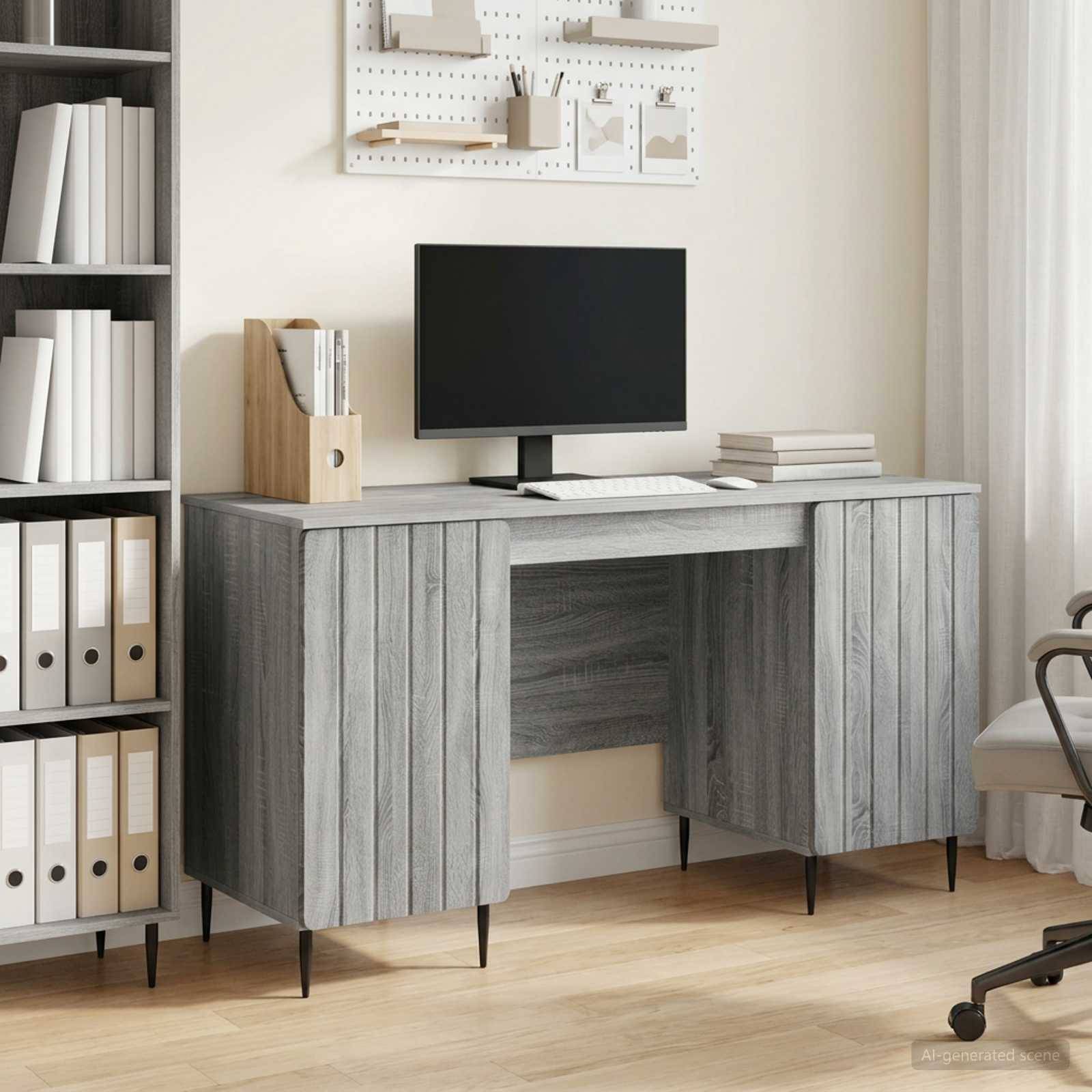 vidaXL Schreibtisch Graues Sonoma 142,5 x 50 x 75 cm Holzwerkstoff