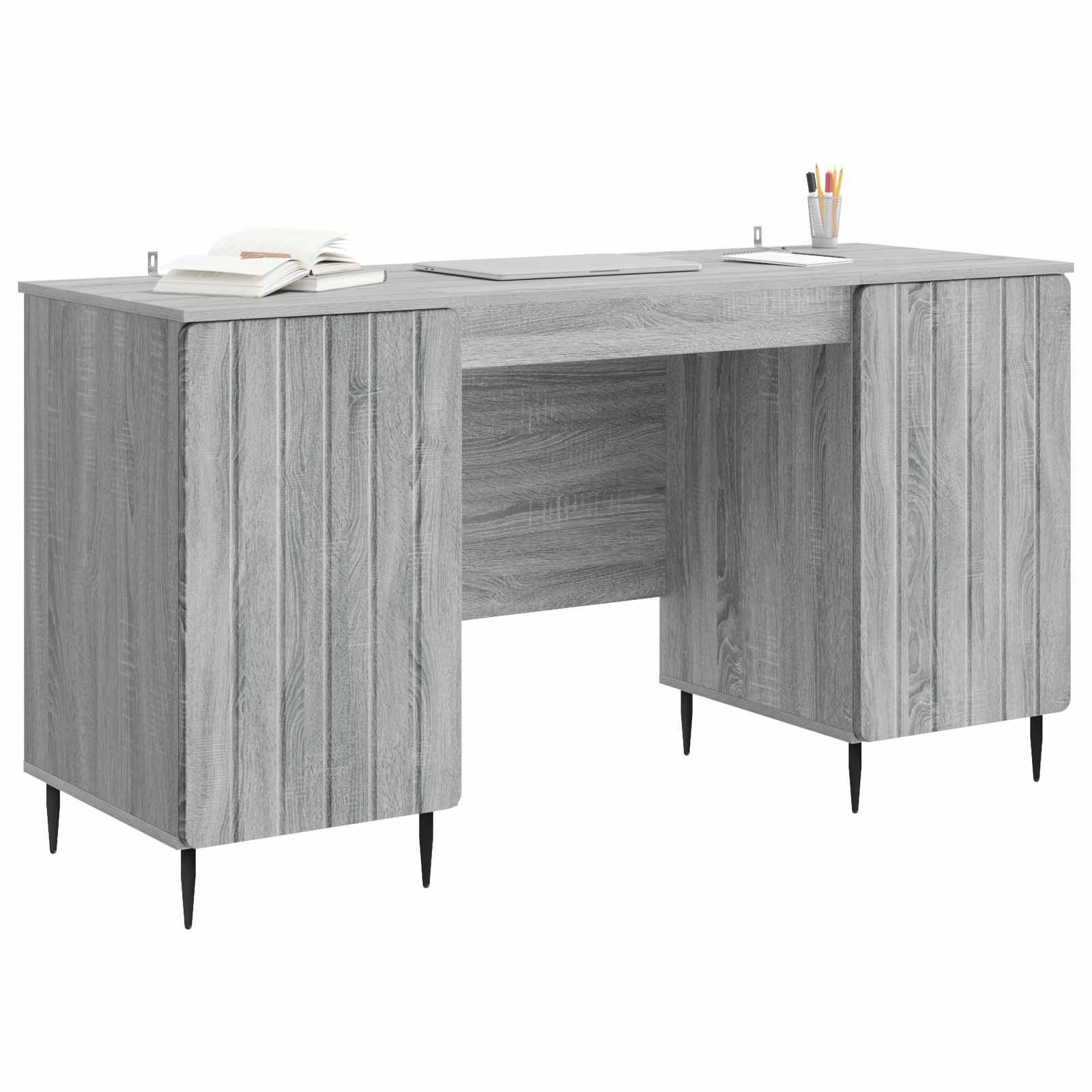 vidaXL Schreibtisch Graues Sonoma 142,5 x 50 x 75 cm Holzwerkstoff