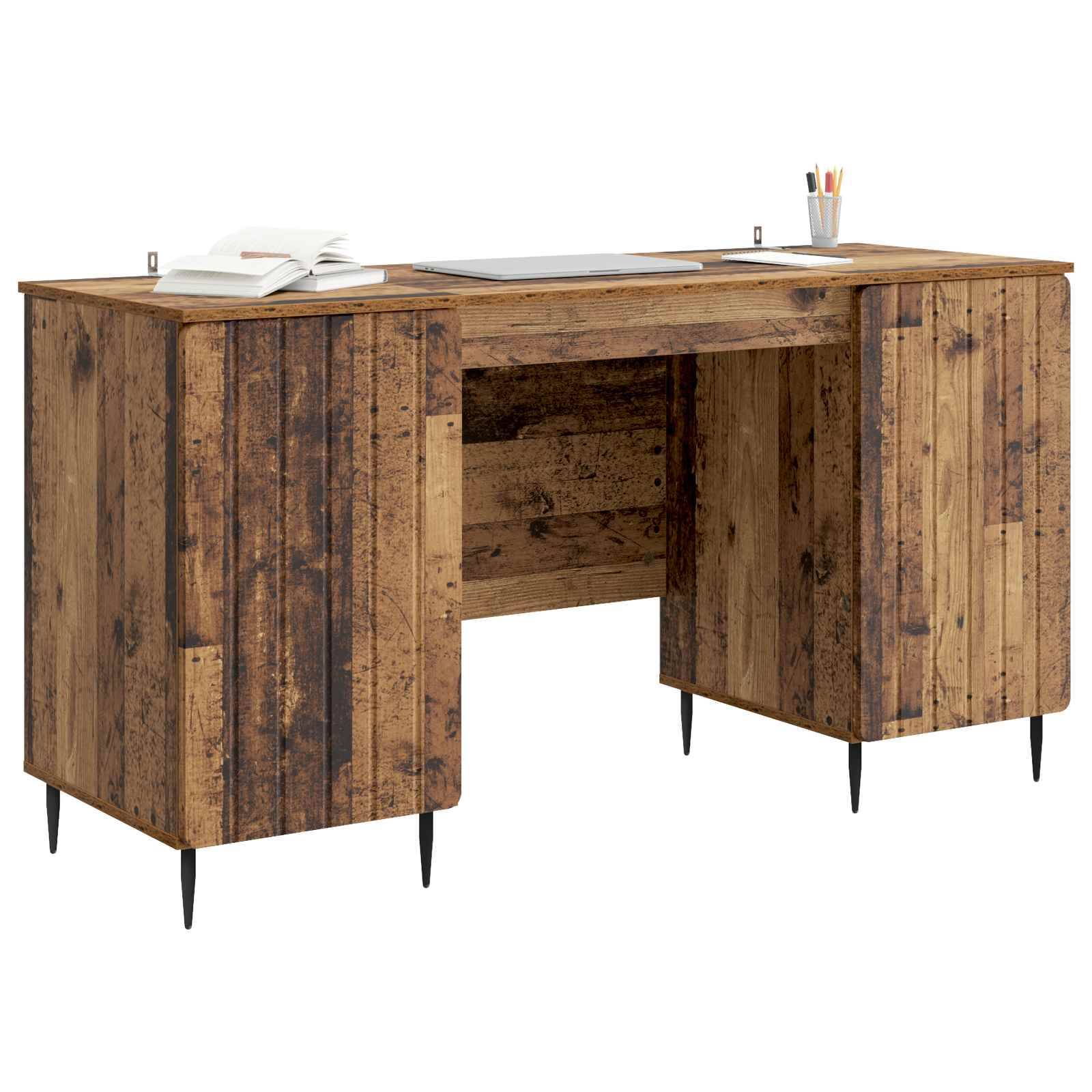 vidaXL Schreibtisch mit Regal Altholz 142,5 x 50 x 75 cm Holzwerkstoff