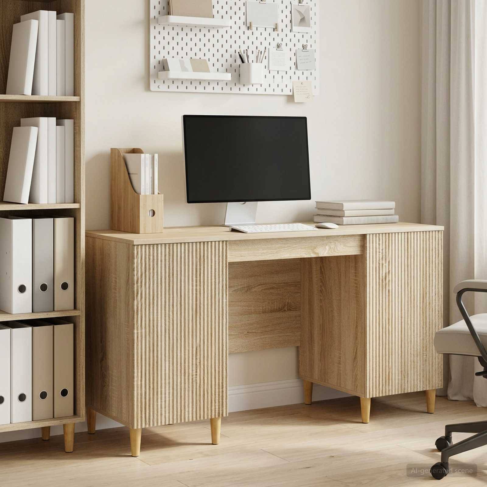 vidaXL Schreibtisch Sonoma-Eiche 142,5 x 50 x 75 cm Holzwerkstoff