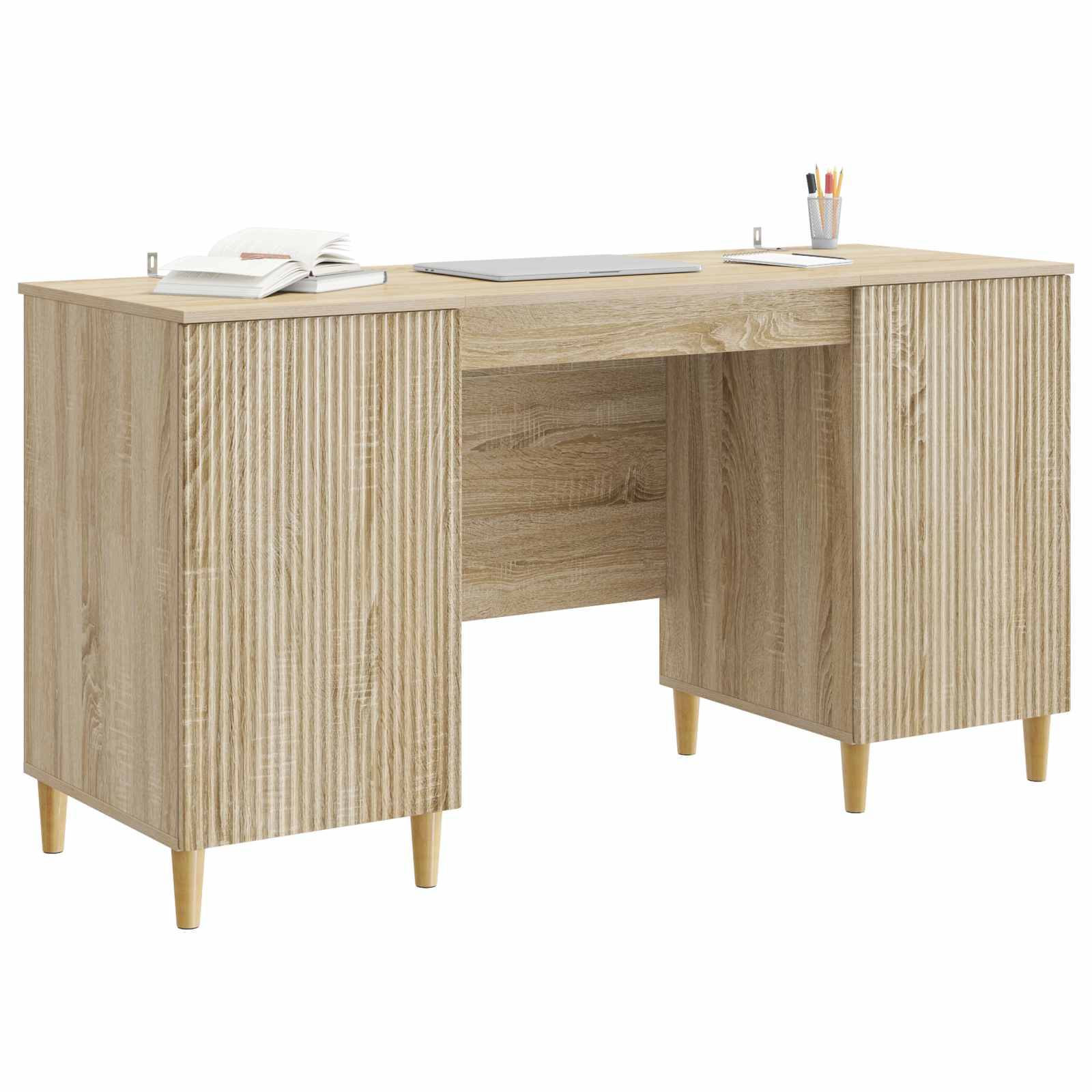 vidaXL Schreibtisch Sonoma-Eiche 142,5 x 50 x 75 cm Holzwerkstoff