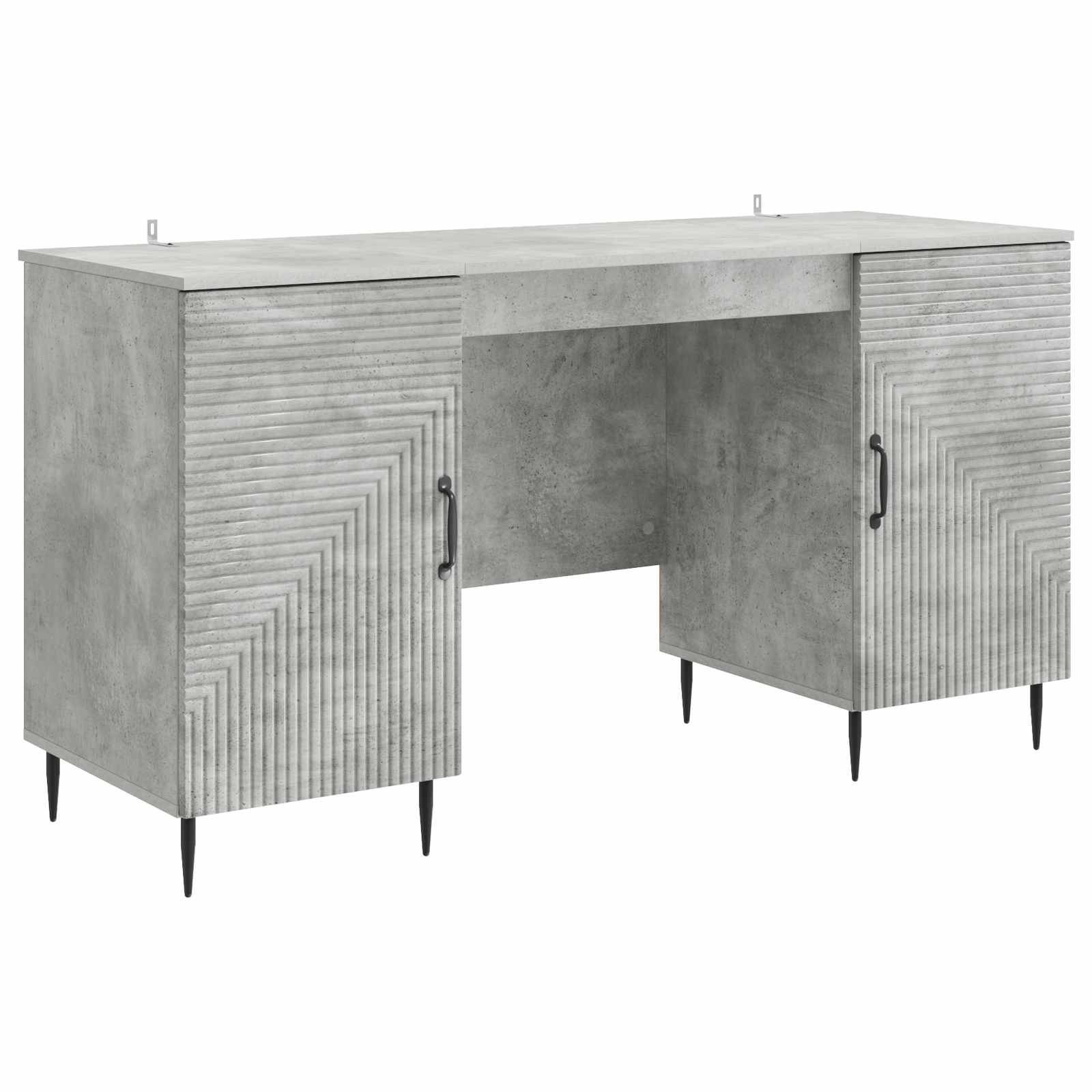 vidaXL Schreibtisch mit Tür Betongrau 142,5 x 50 x 75 cm Holzwerkstoff