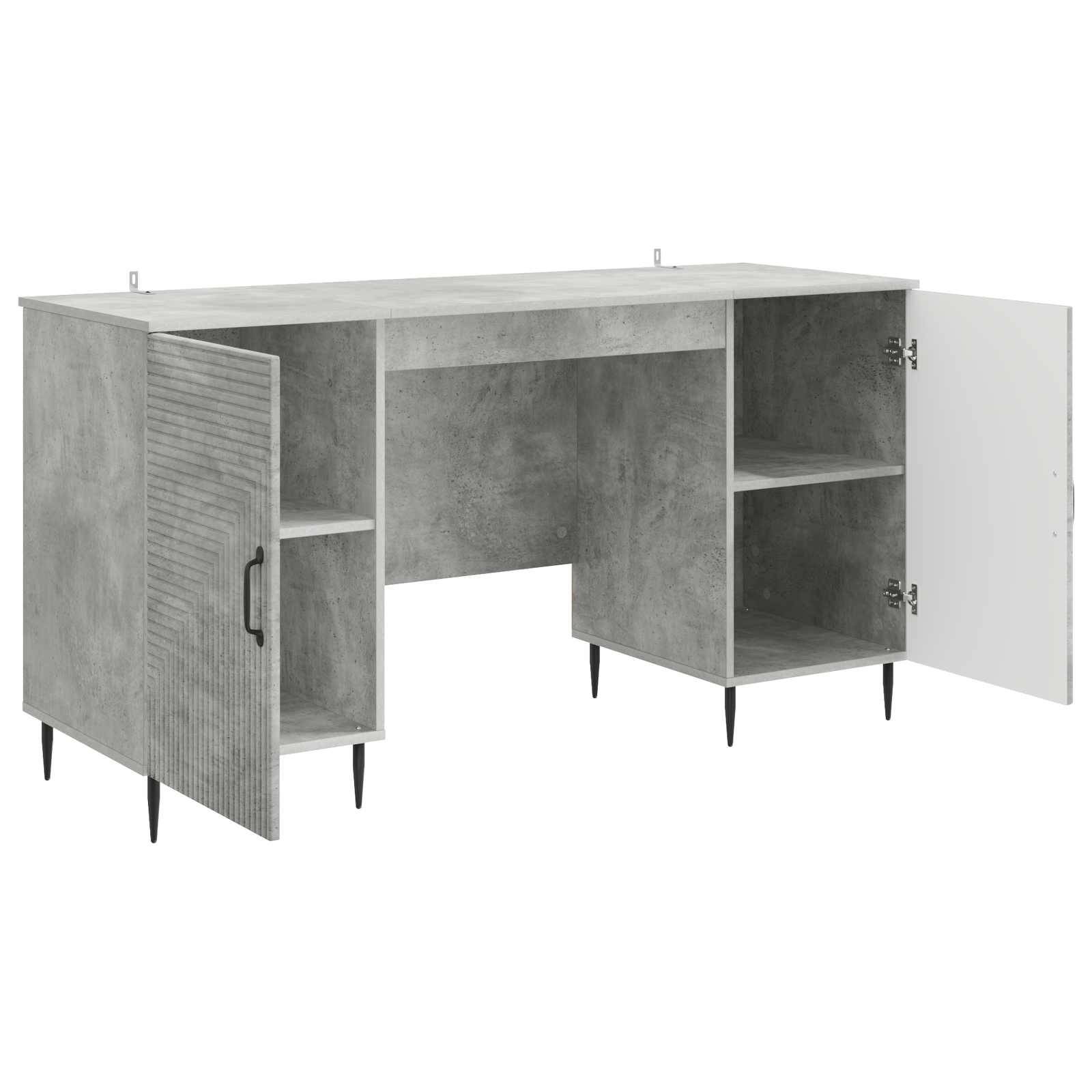 vidaXL Schreibtisch mit Tür Betongrau 142,5 x 50 x 75 cm Holzwerkstoff