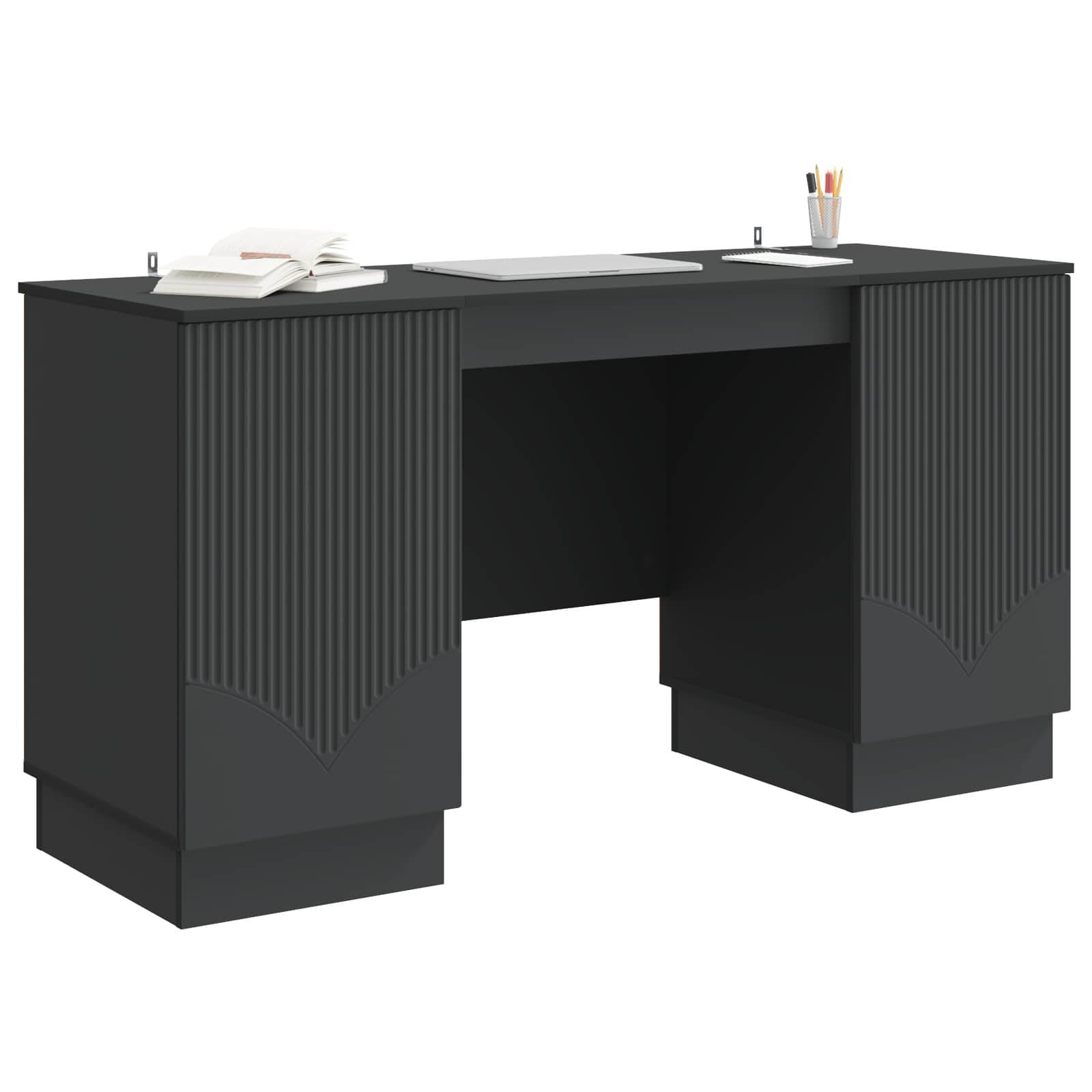 vidaXL Schreibtisch mit Regal Schwarz 142,5 x 50 x 75 cm Holzwerkstoff