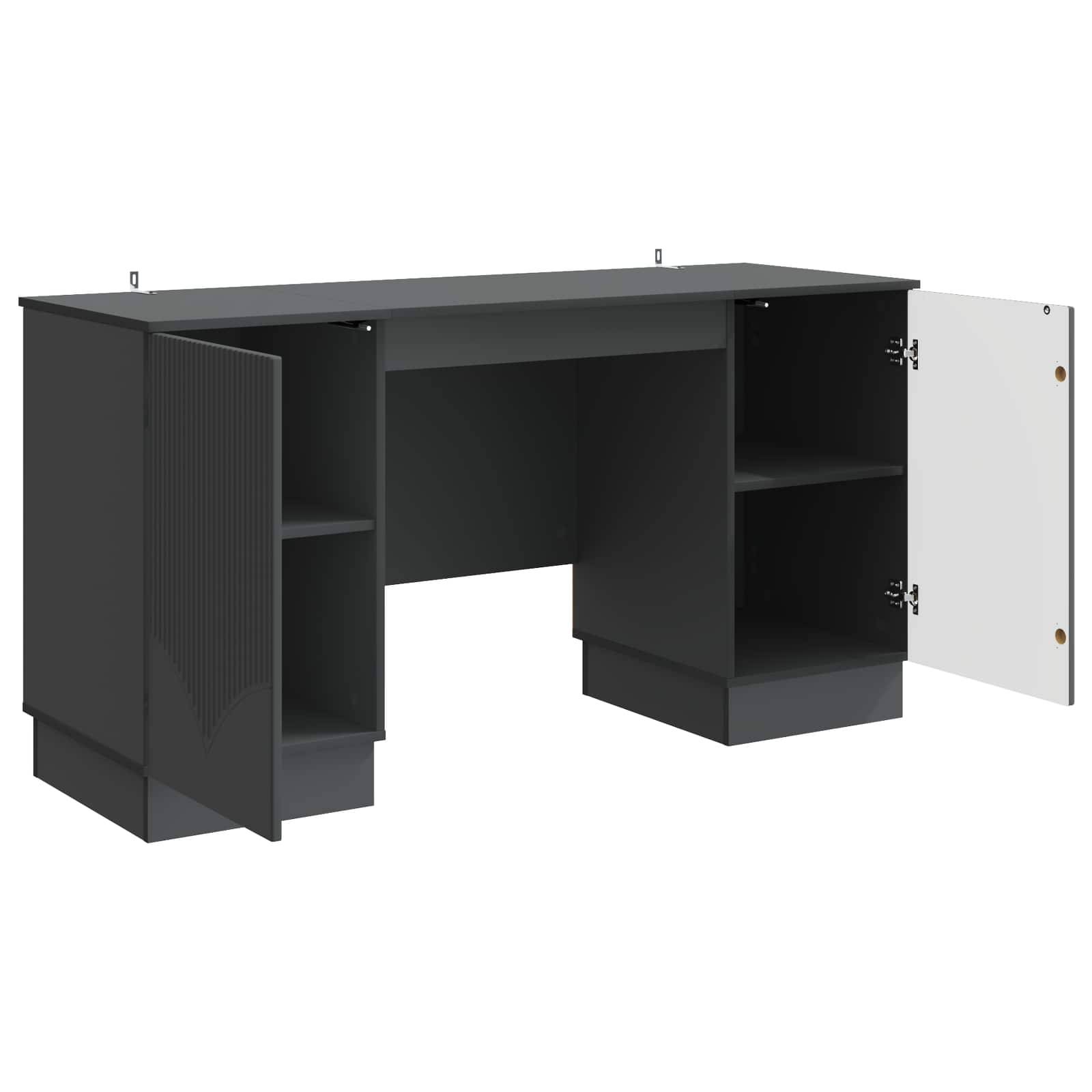 vidaXL Schreibtisch mit Regal Schwarz 142,5 x 50 x 75 cm Holzwerkstoff