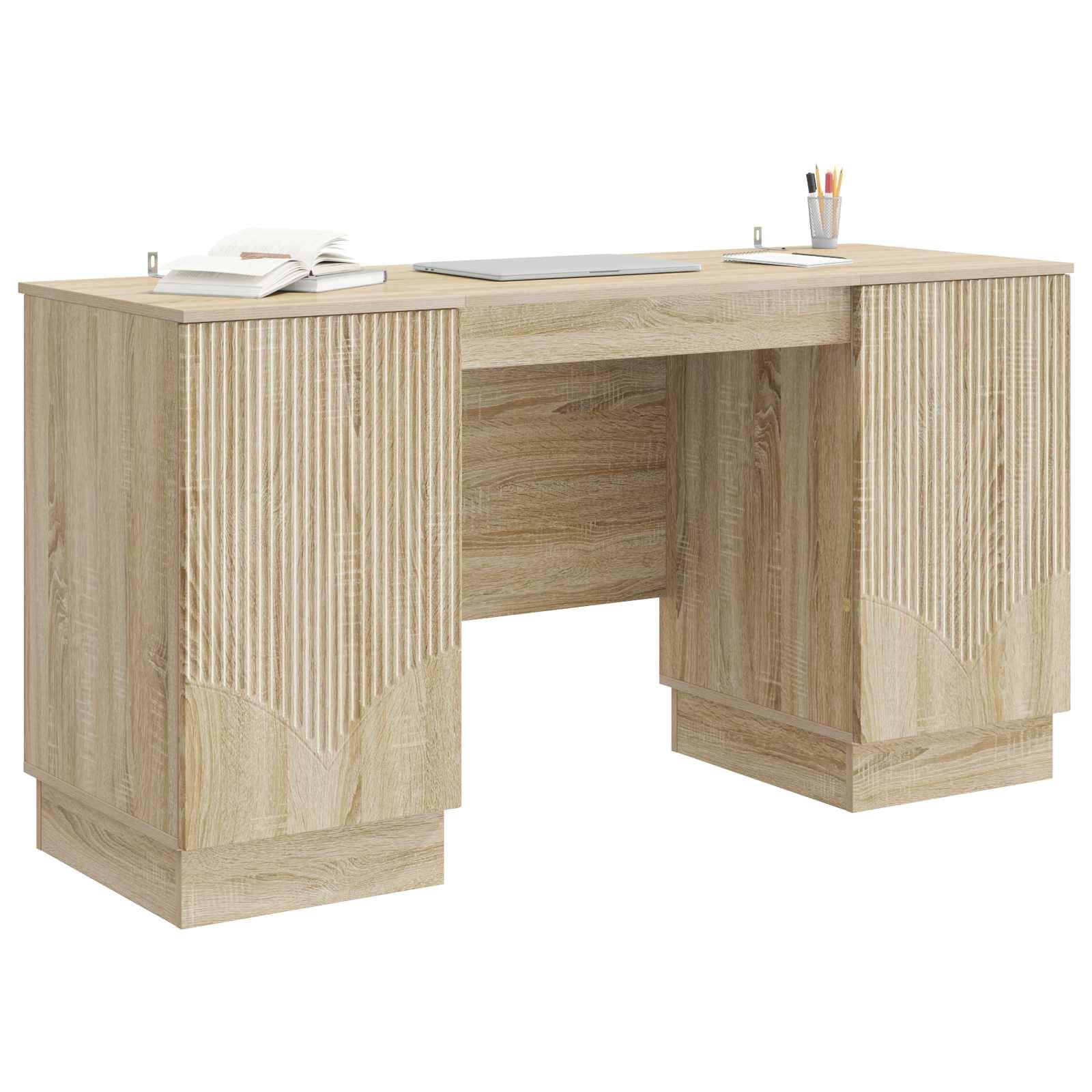 vidaXL Schreibtisch Sonoma-Eiche 142,5 x 50 x 75 cm Holzwerkstoff