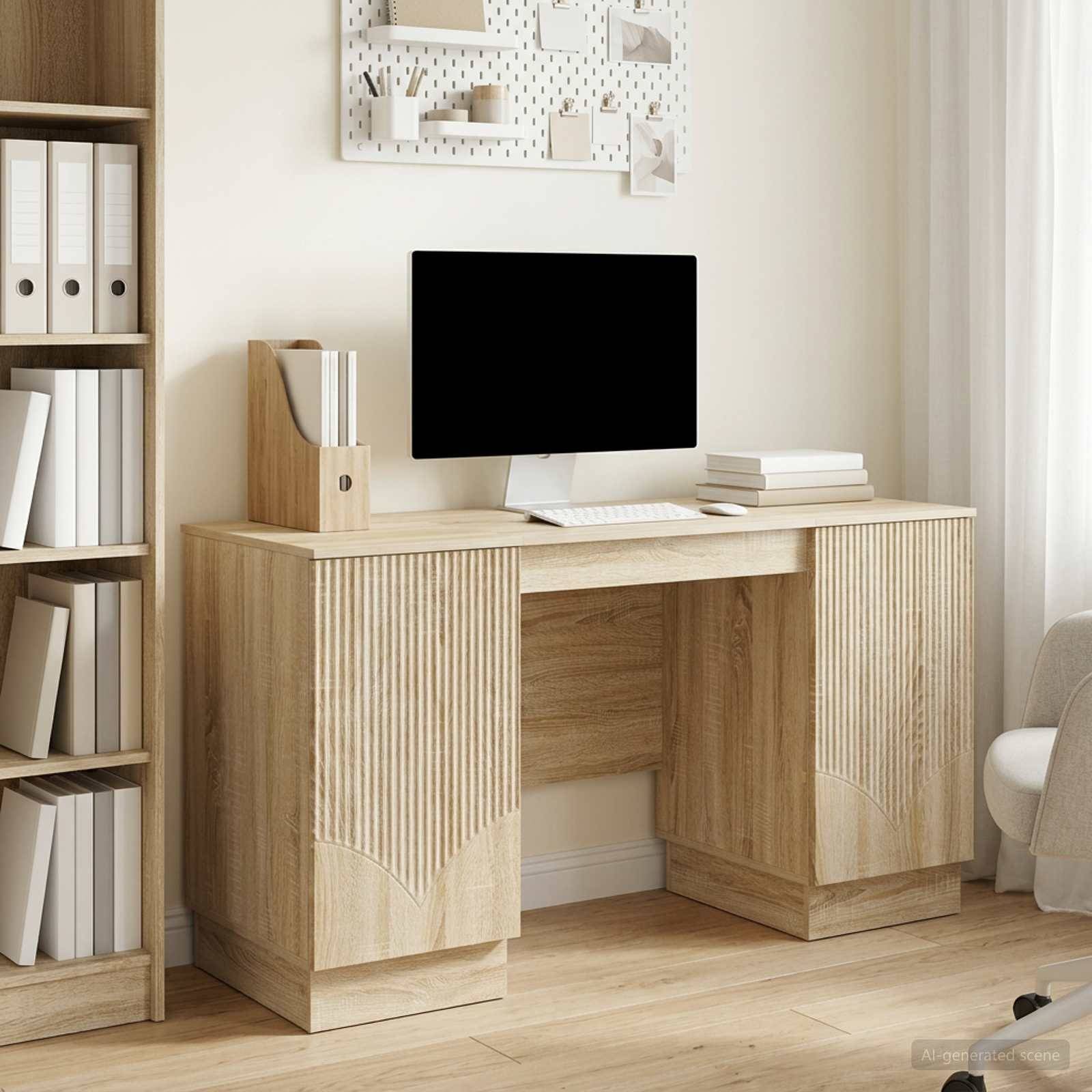 vidaXL Schreibtisch Sonoma-Eiche 142,5 x 50 x 75 cm Holzwerkstoff