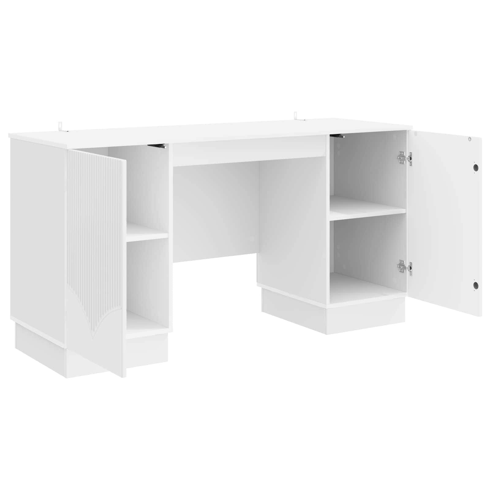 vidaXL Schreibtisch Hochglanz Weiß 142,5 x 50 x 75 cm Holzwerkstoff