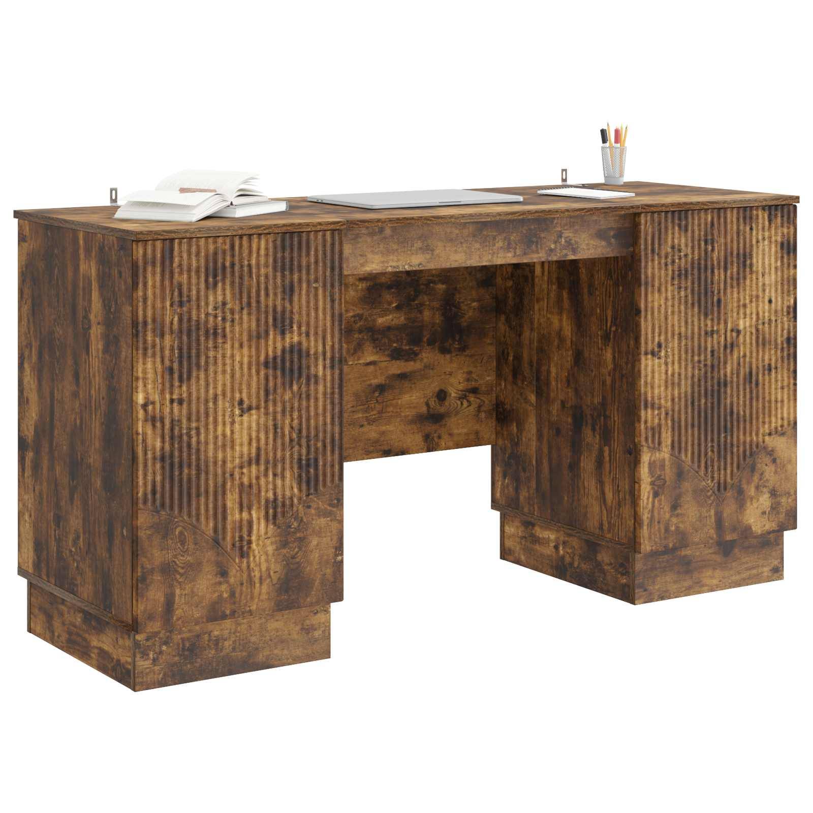 vidaXL Schreibtisch Geräucherte Eiche 142,5 x 50 x 75 cm Holzwerkstoff