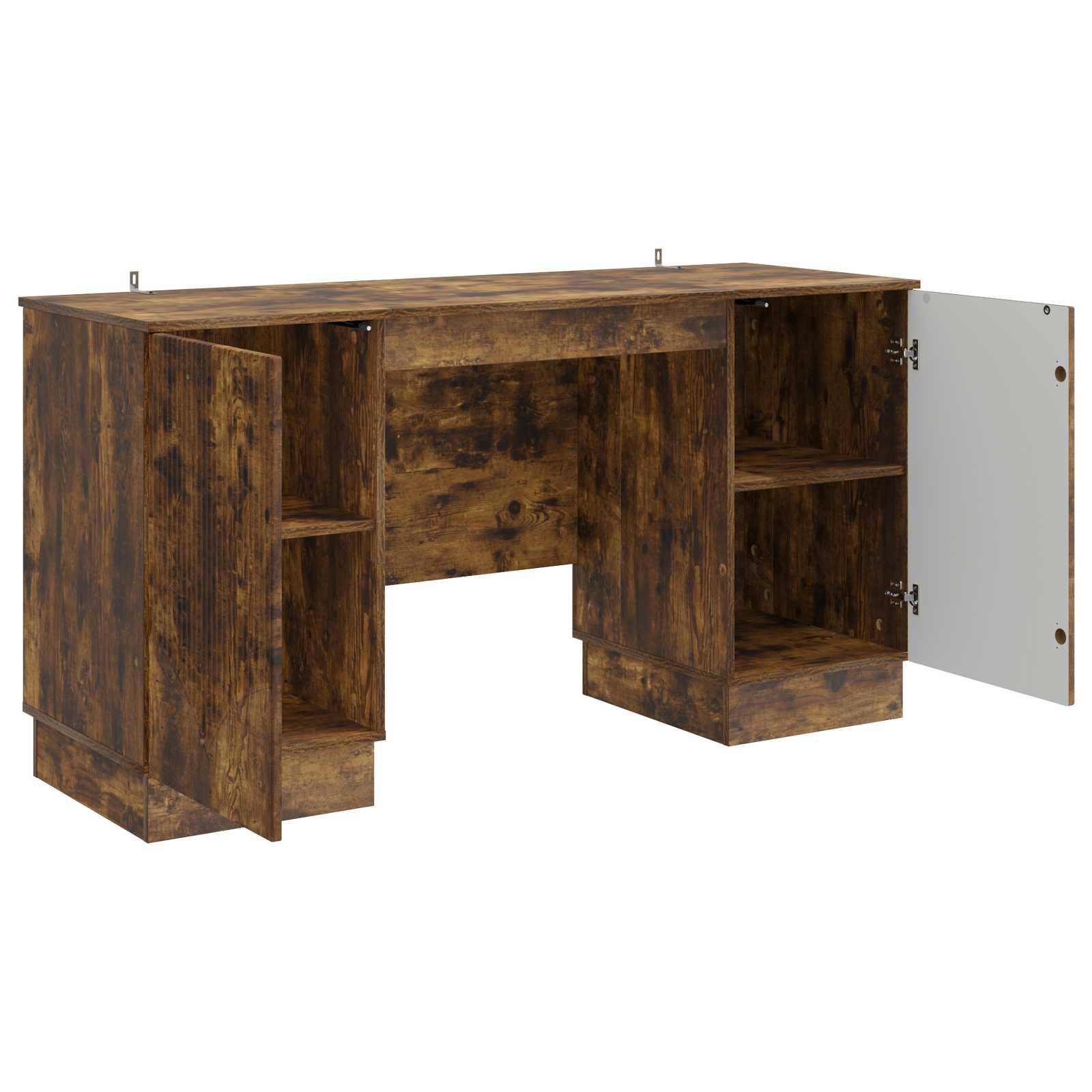 vidaXL Schreibtisch Geräucherte Eiche 142,5 x 50 x 75 cm Holzwerkstoff