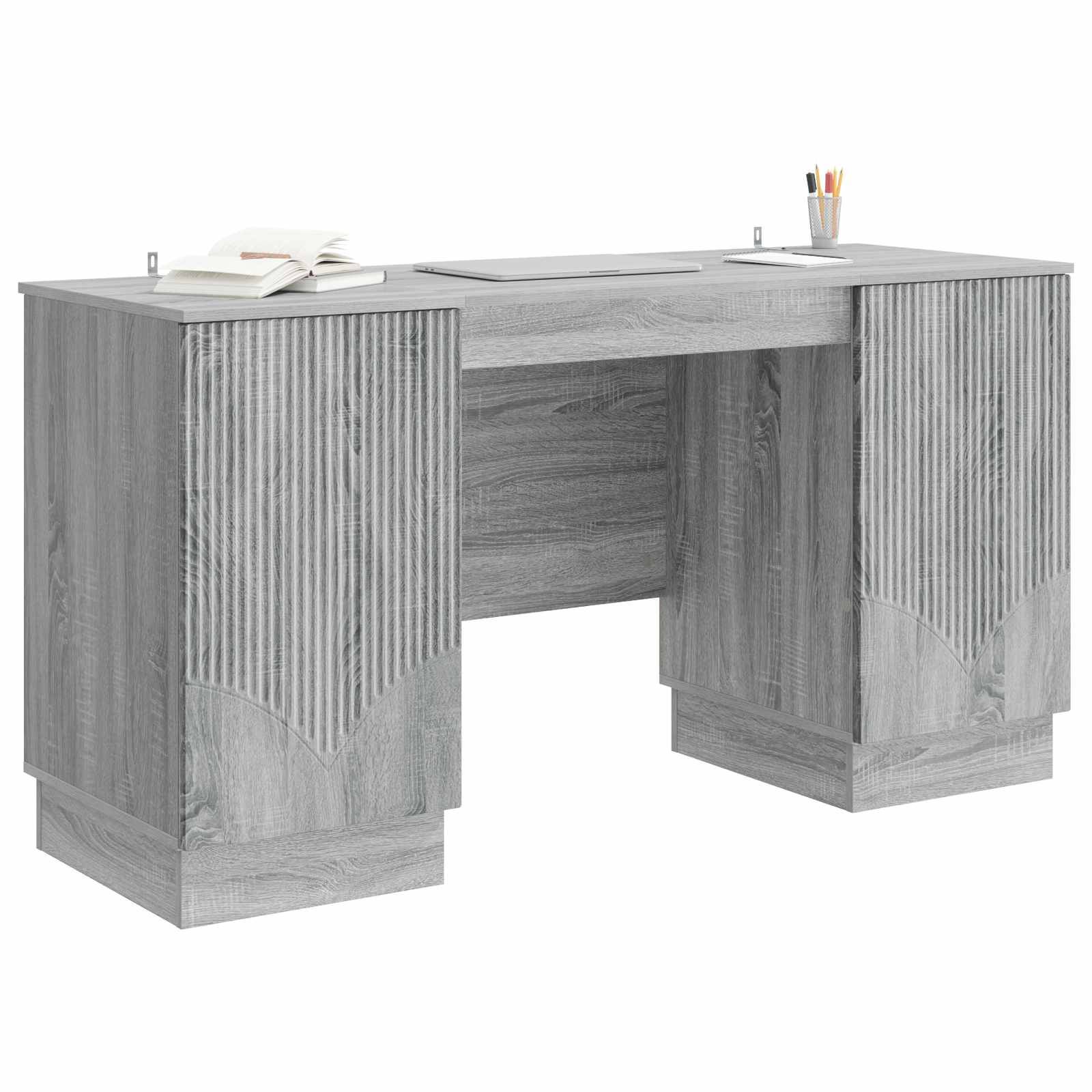 vidaXL Schreibtisch Graues Sonoma 142,5 x 50 x 75 cm Holzwerkstoff
