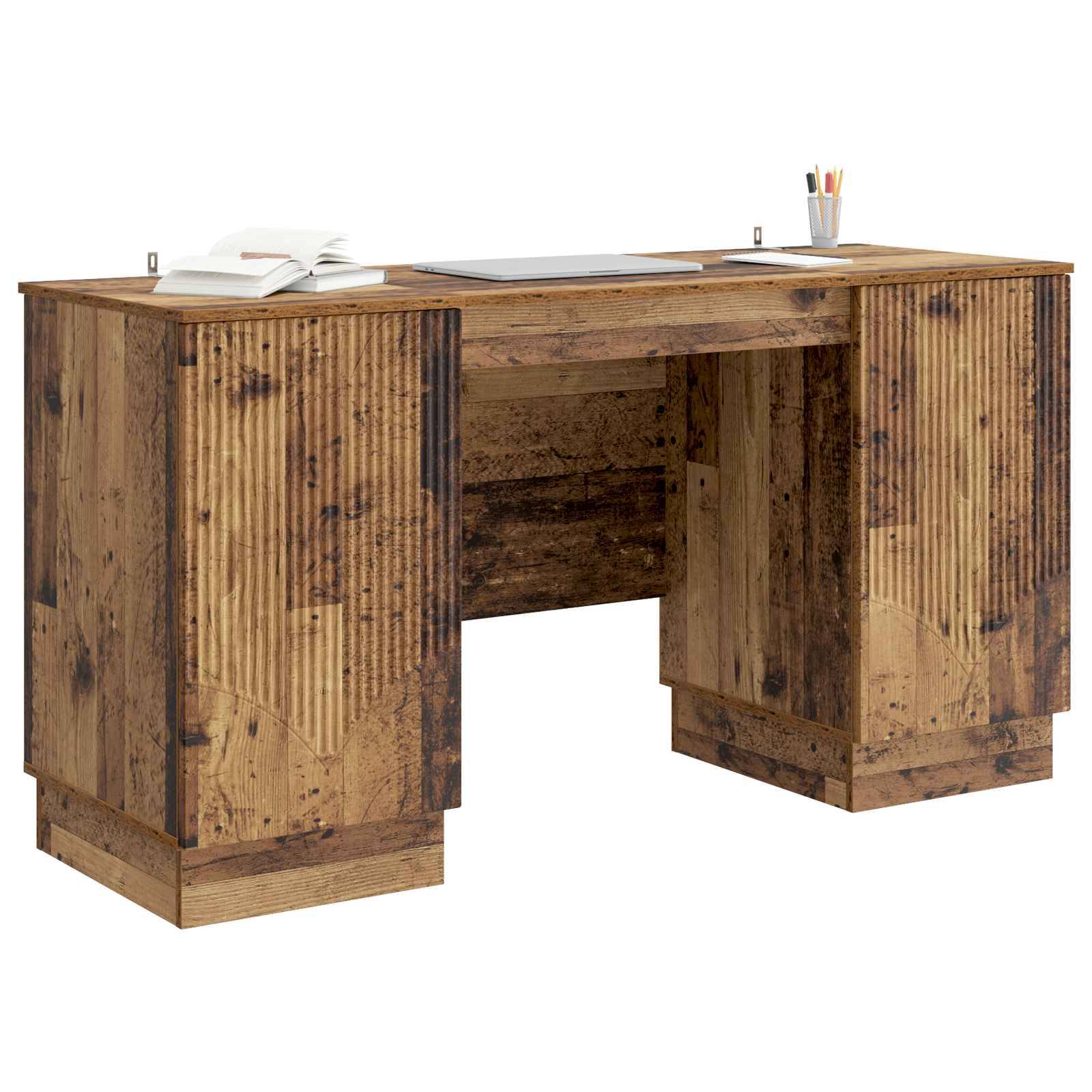 vidaXL Schreibtisch mit Regal Altholz 142,5 x 50 x 75 cm Holzwerkstoff