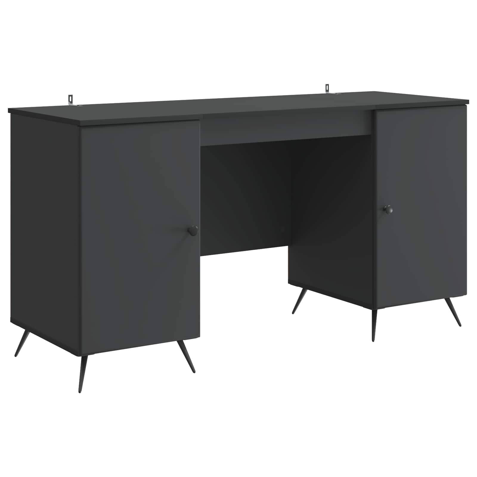 vidaXL Schreibtisch mit Regal Schwarz 142,5 x 50 x 75 cm Holzwerkstoff