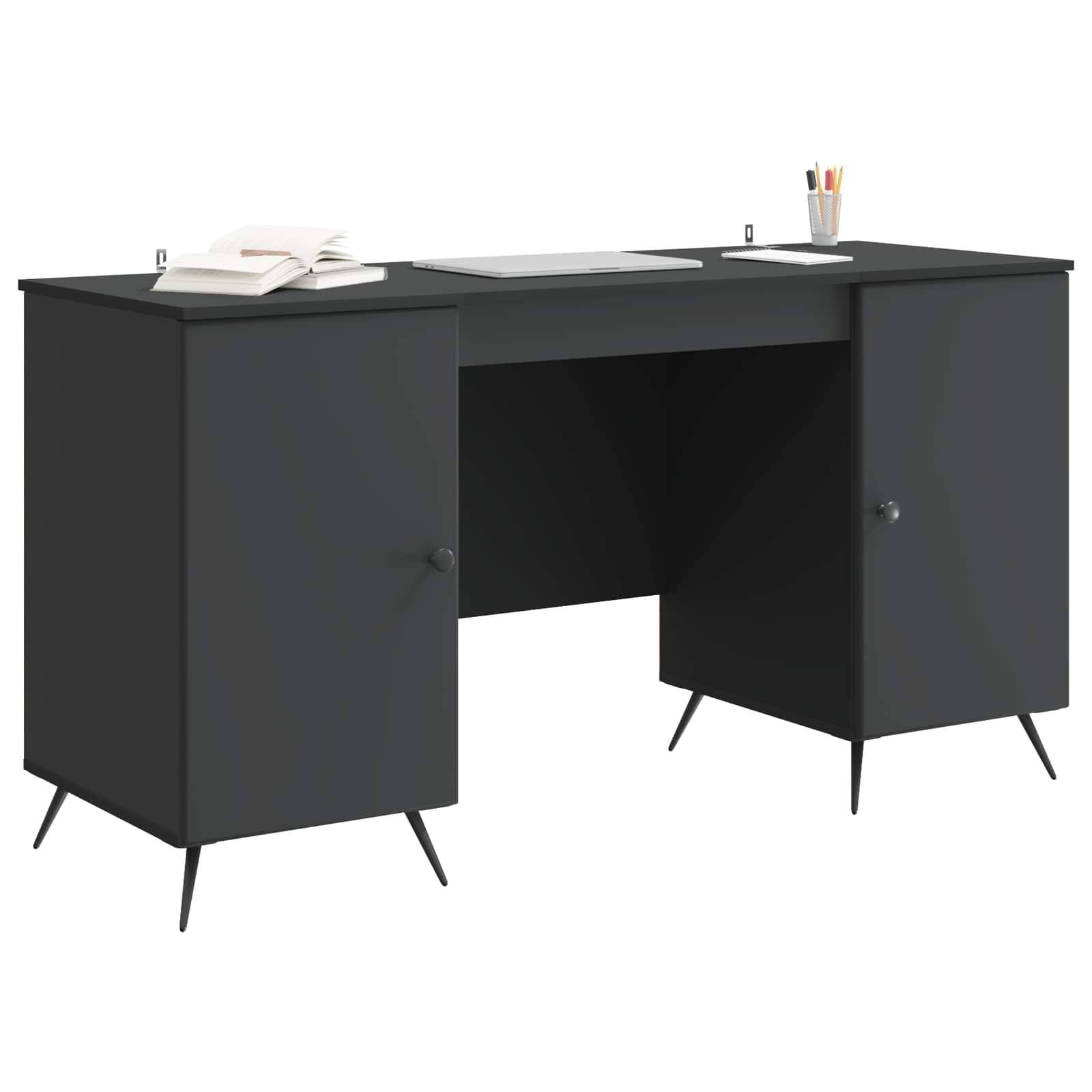 vidaXL Schreibtisch mit Regal Schwarz 142,5 x 50 x 75 cm Holzwerkstoff