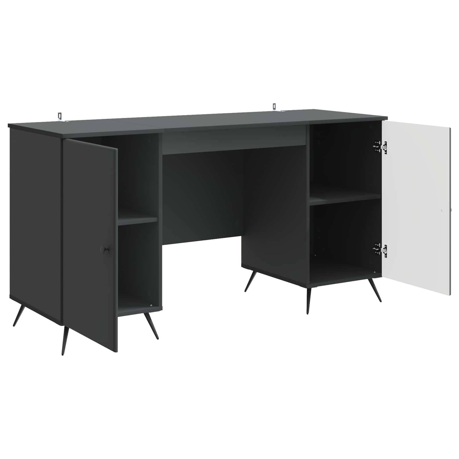 vidaXL Schreibtisch mit Regal Schwarz 142,5 x 50 x 75 cm Holzwerkstoff